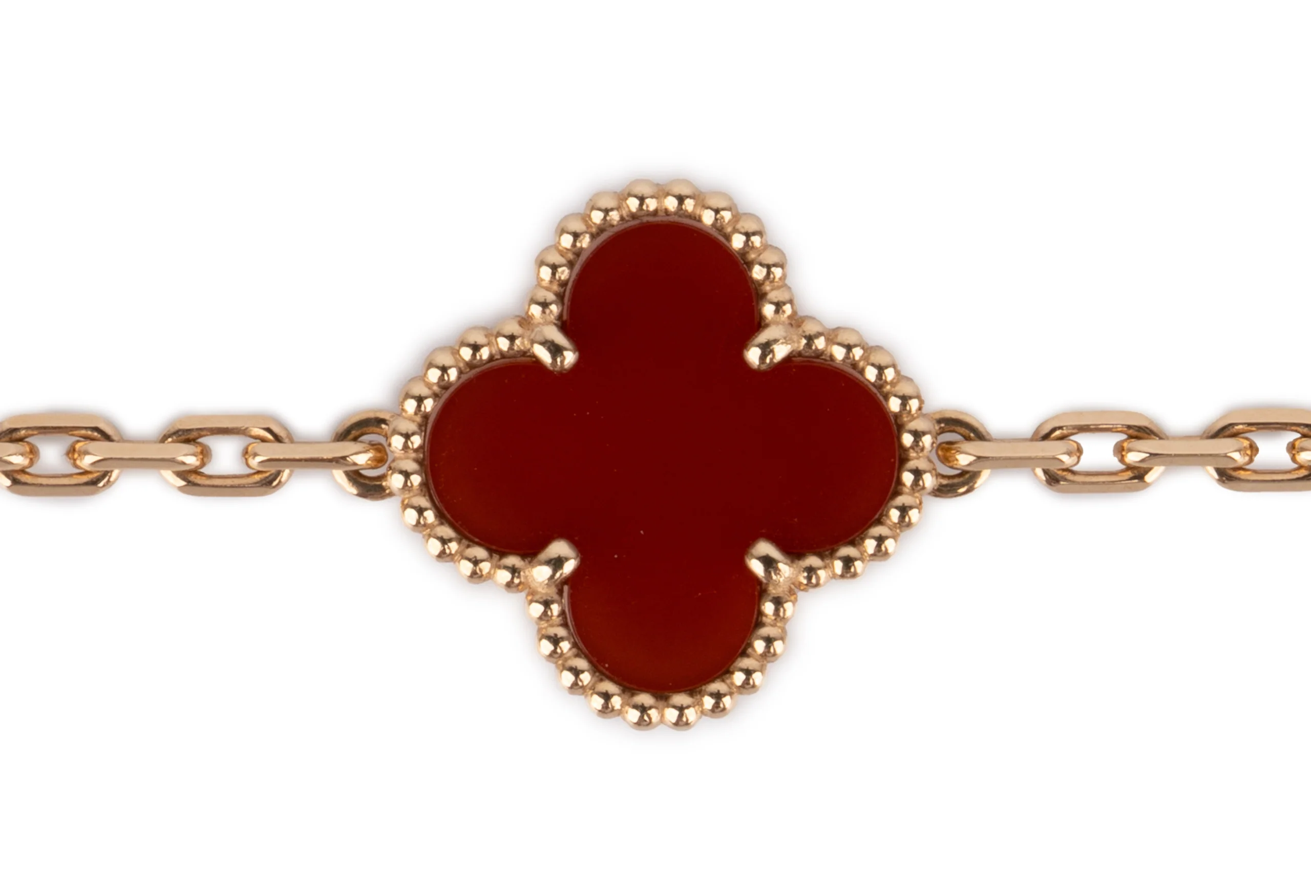Van Cleef Alhambra Bracelet	5 Motifs	Carnelian	Yellow Gold - Image 2
