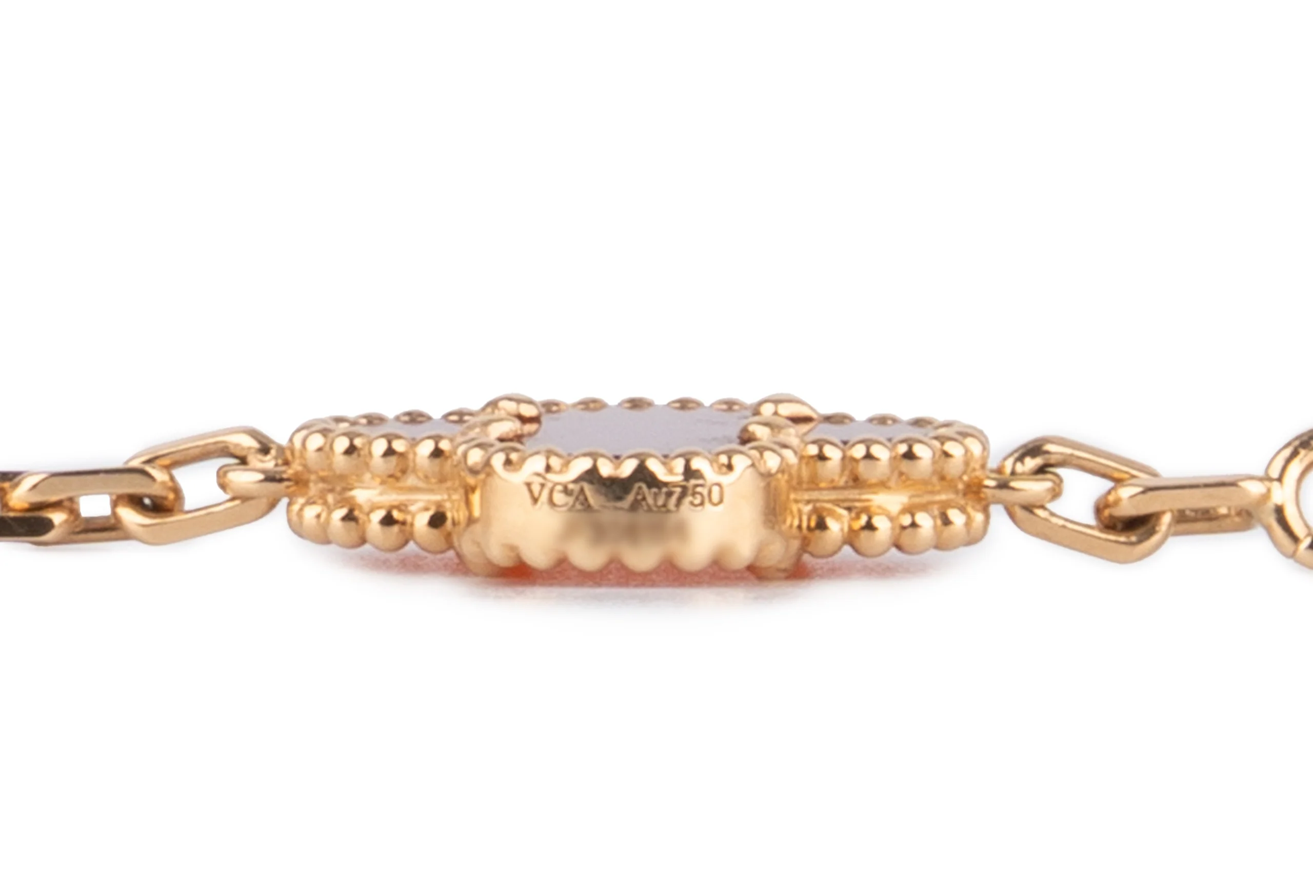 Van Cleef Alhambra Bracelet	5 Motifs	Carnelian	Yellow Gold - Image 4