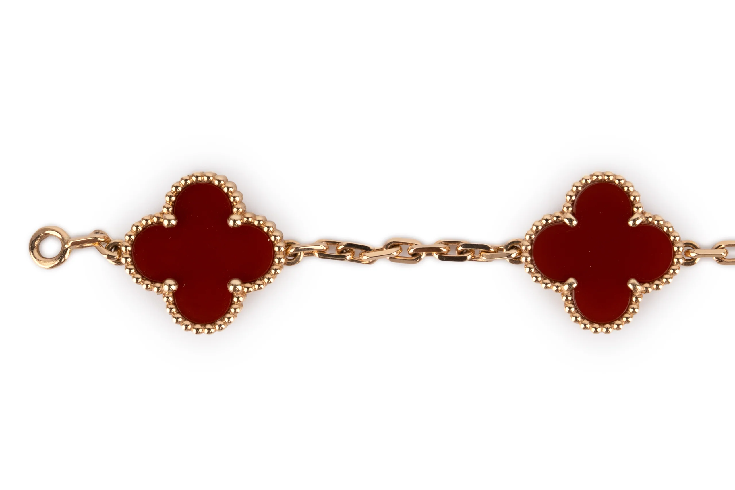 Van Cleef Alhambra Bracelet	5 Motifs	Carnelian	Yellow Gold - Image 5