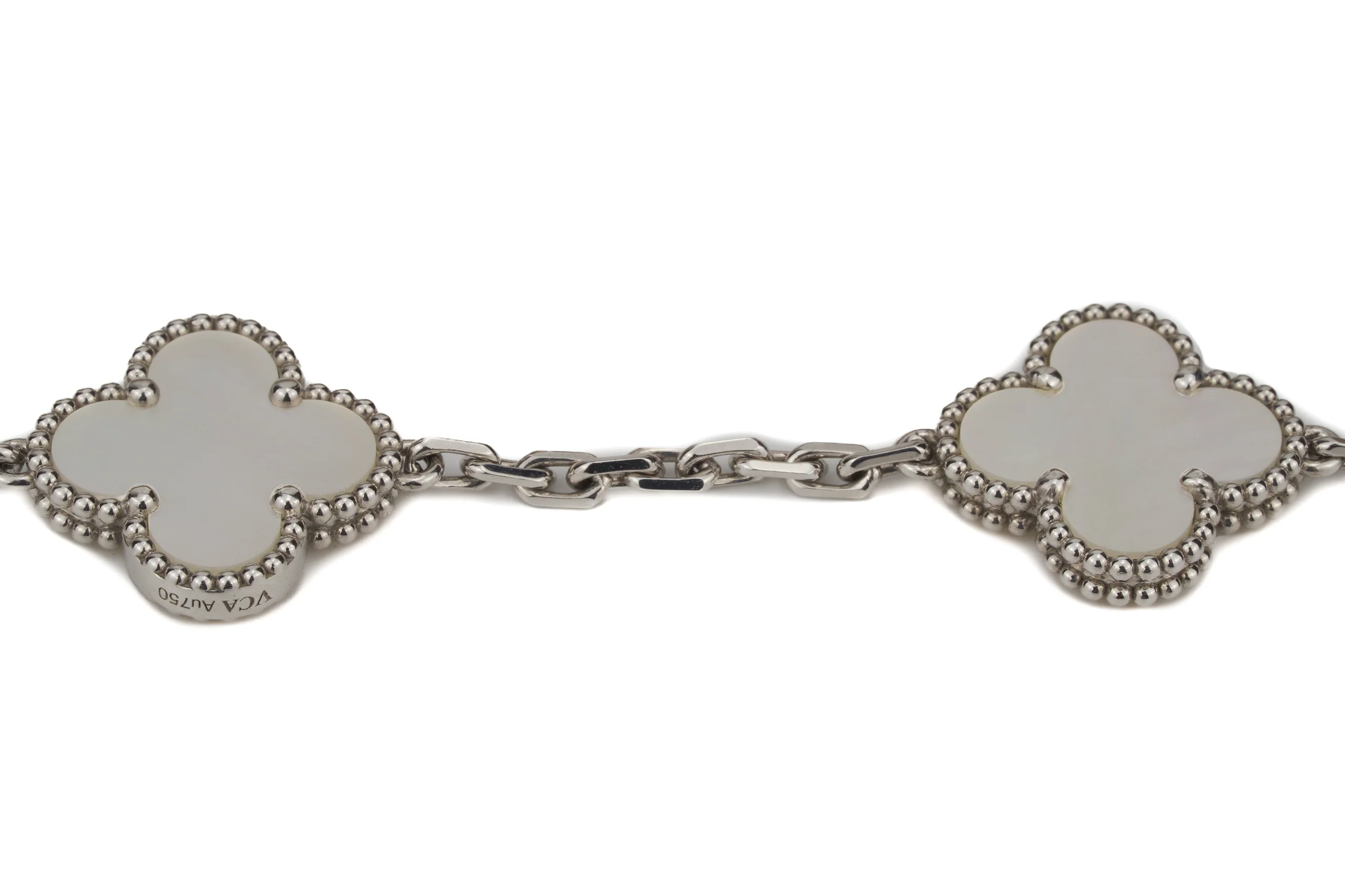 Van Cleef And Arpels Alhambra Vintage “5 Motif Mother Of Pearl” White Gold - Image 5