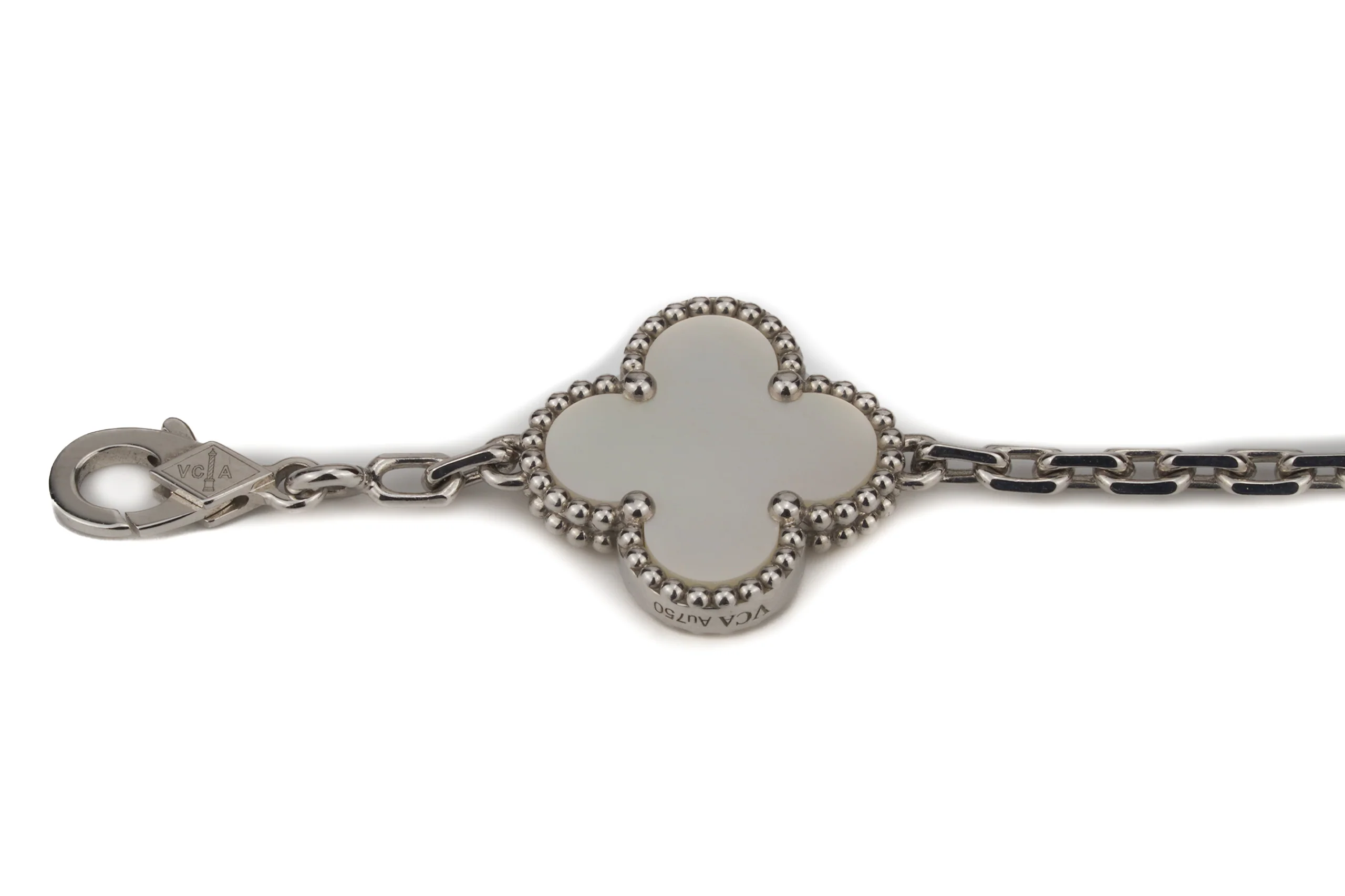 Van Cleef And Arpels Alhambra Vintage “5 Motif Mother Of Pearl” White Gold - Image 6