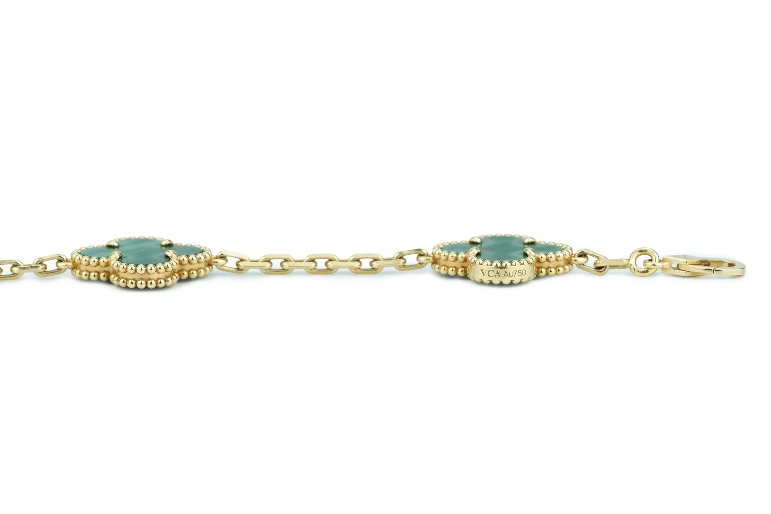Van Cleef And Arpels Alhambra Vintage Bracelet 5 Motif Malachite Yellow Gold - Image 5