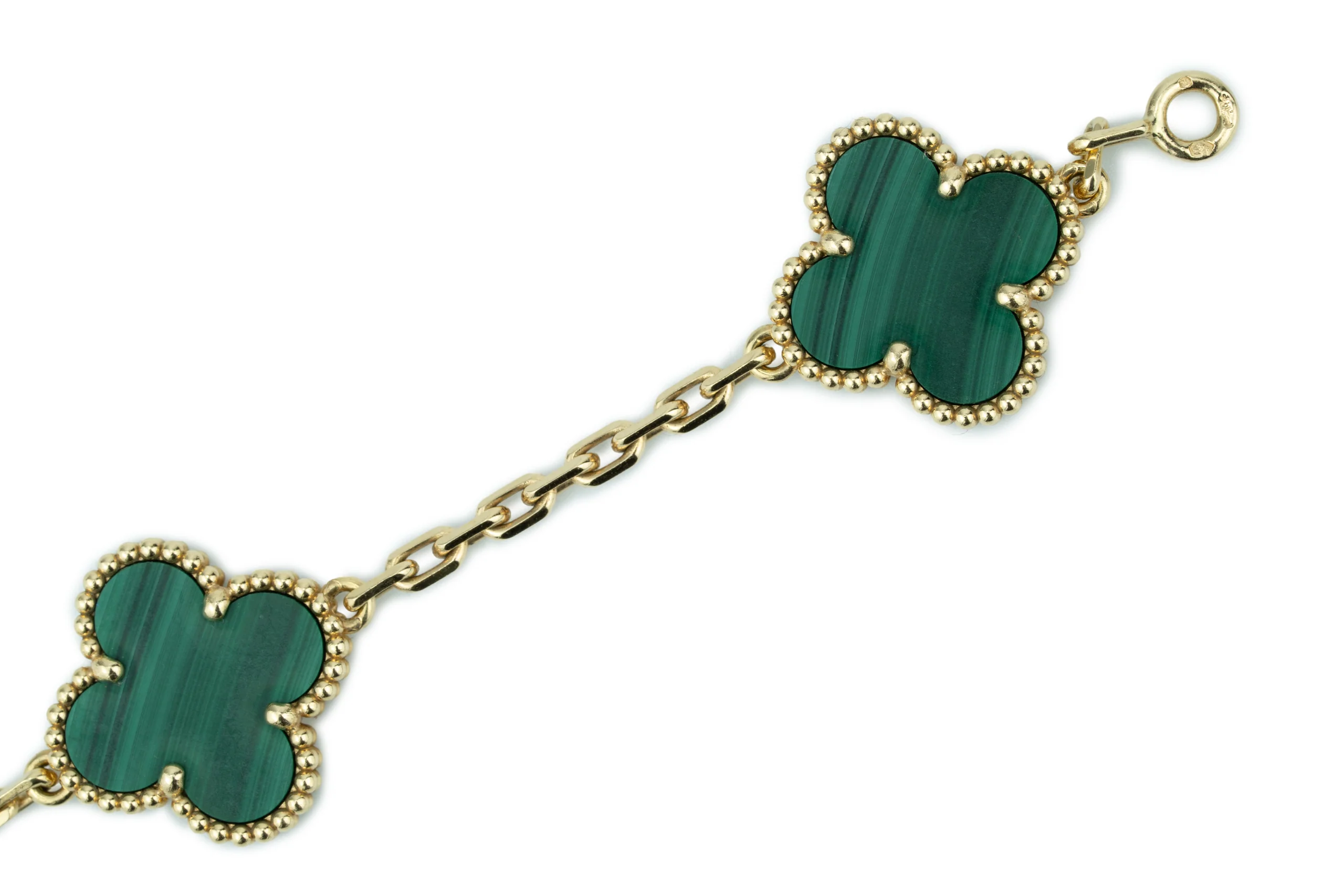 Van Cleef And Arpels Alhambra Vintage Bracelet 5 Motif Malachite Yellow Gold - Image 6
