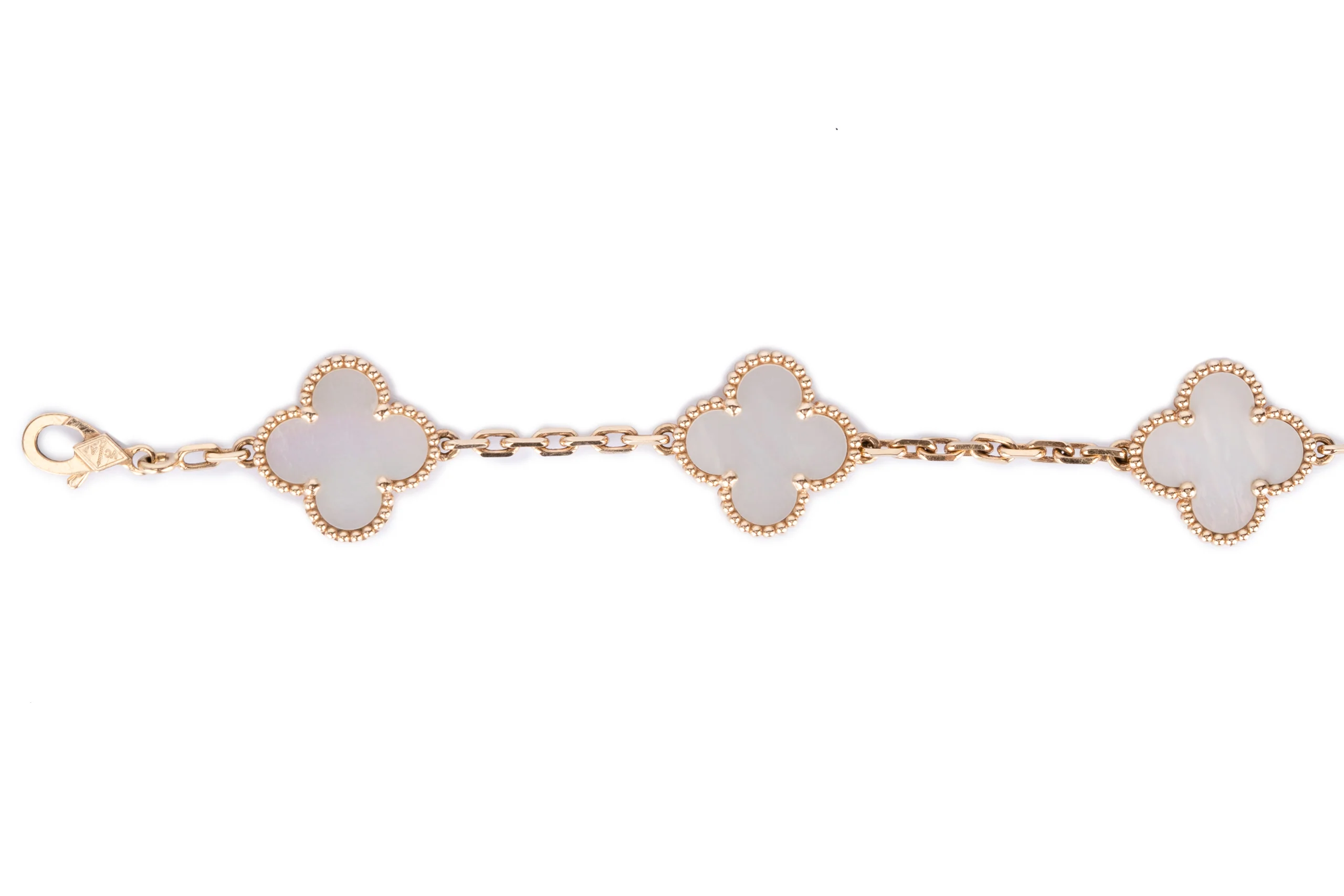 Van Cleef And Arpels Alhambra Vintage Bracelet Mother Of Pearl Yellow Gold - Image 3