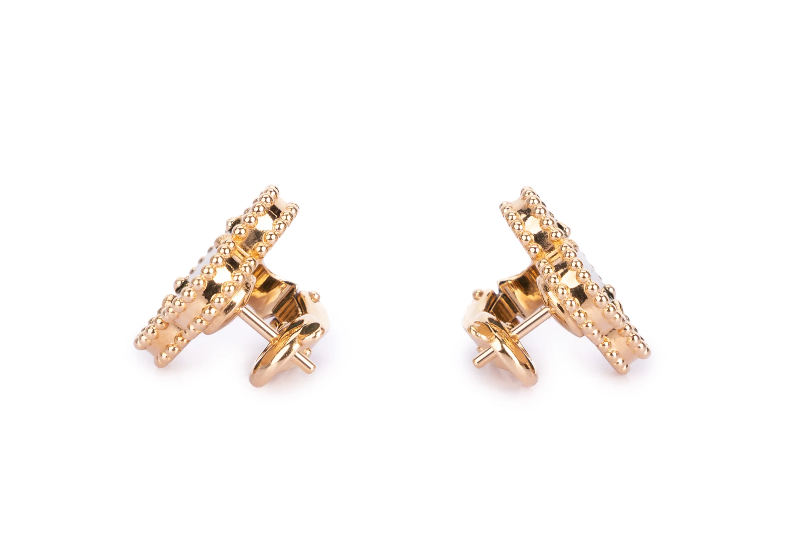 Van Cleef And Arpels Alhambra Vintage Earrings Malachite Yellow Gold - Image 5