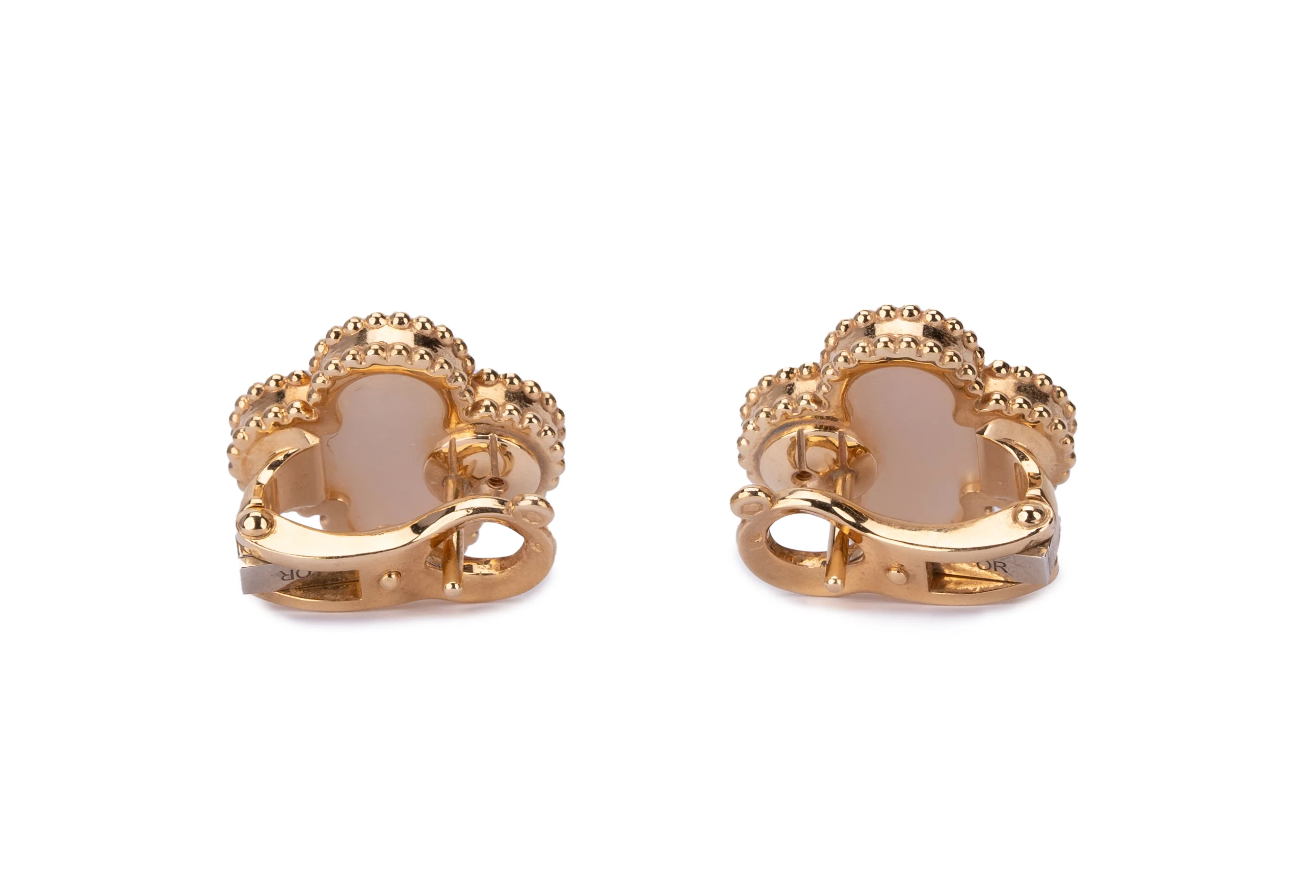 Van Cleef And Arpels Alhambra Vintage Earrings Mop Yellow Gold - Image 3