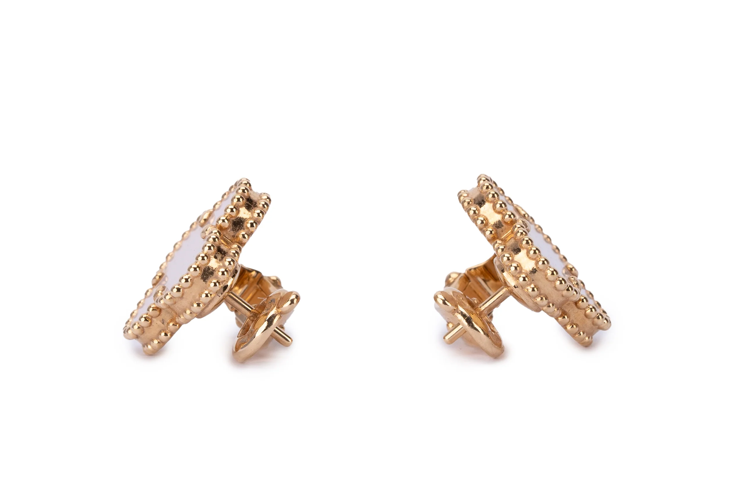 Van Cleef And Arpels Alhambra Vintage Earrings Mop Yellow Gold - Image 5