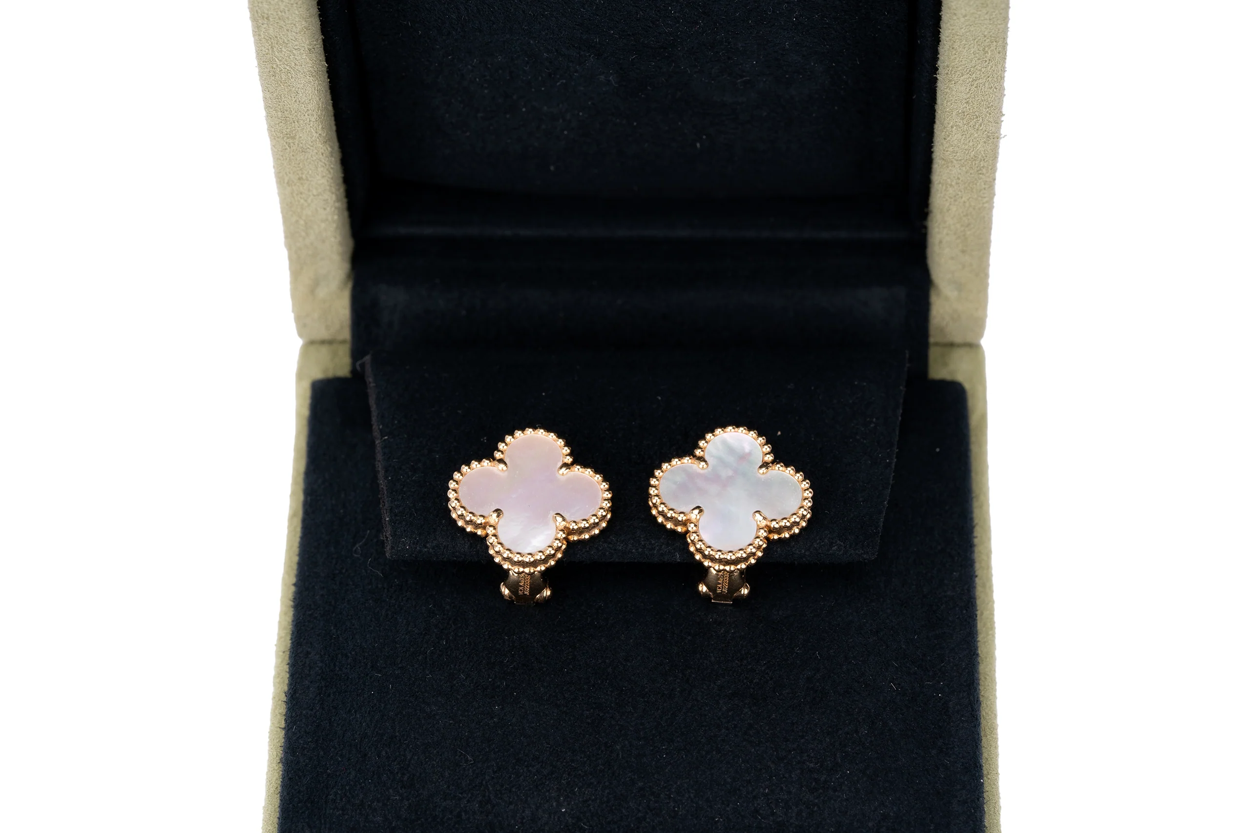 Van Cleef And Arpels Alhambra Vintage Earrings Mop Yellow Gold - Image 7