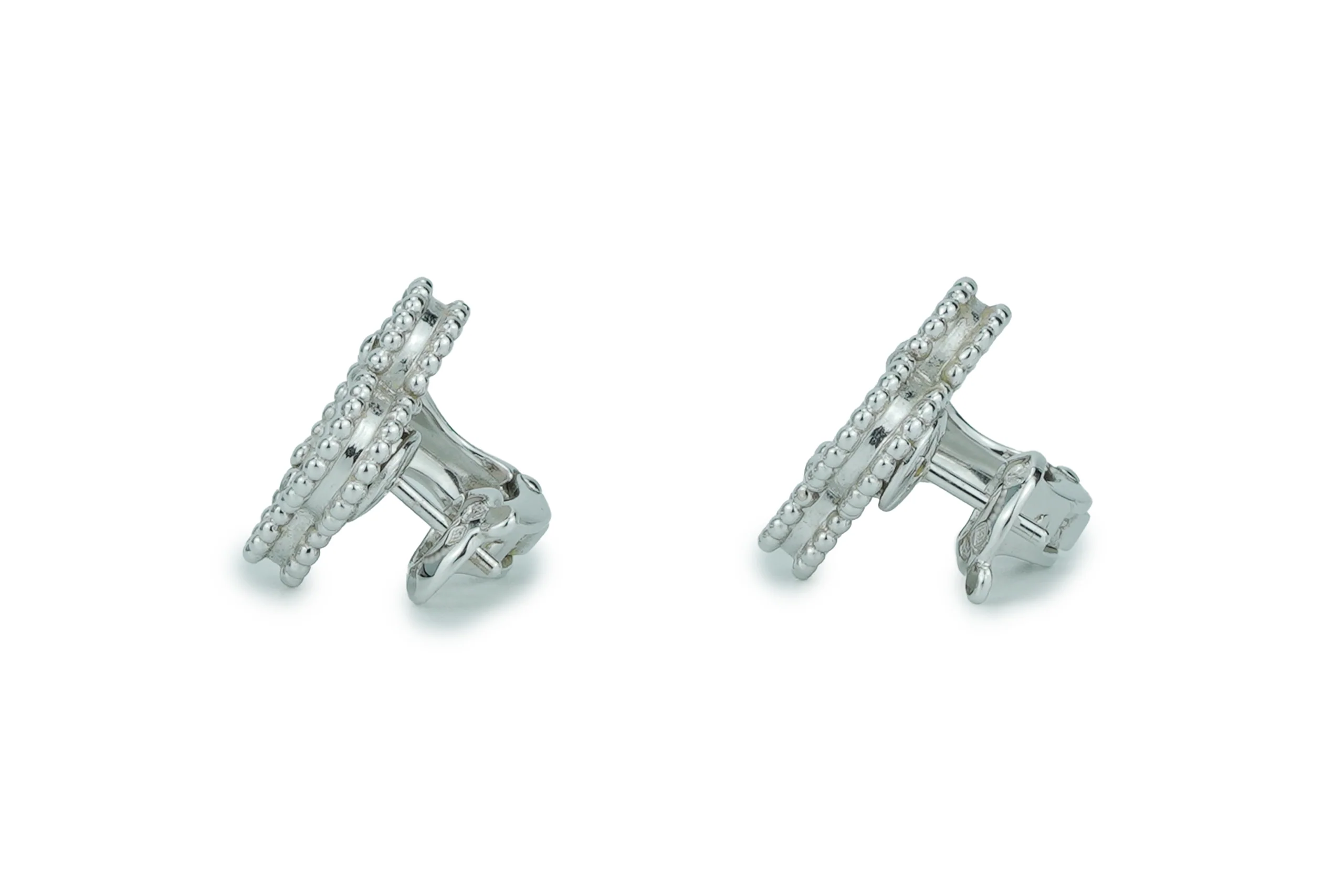 Van Cleef And Arpels Alhambra Vintage Earrings Mother Of Pearl White Gold - Image 7