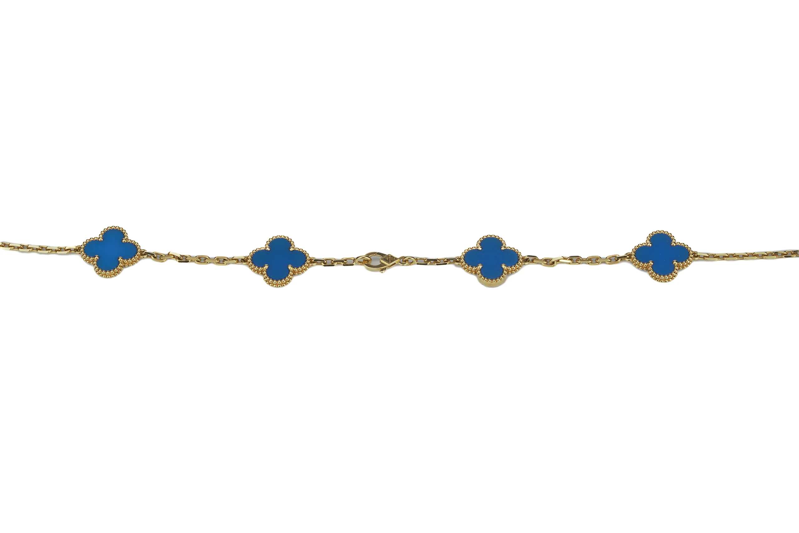 Van Cleef And Arpels Alhambra Vintage Long Necklace 20 Motif, Blue Agate ” Yellow Gold - Image 7