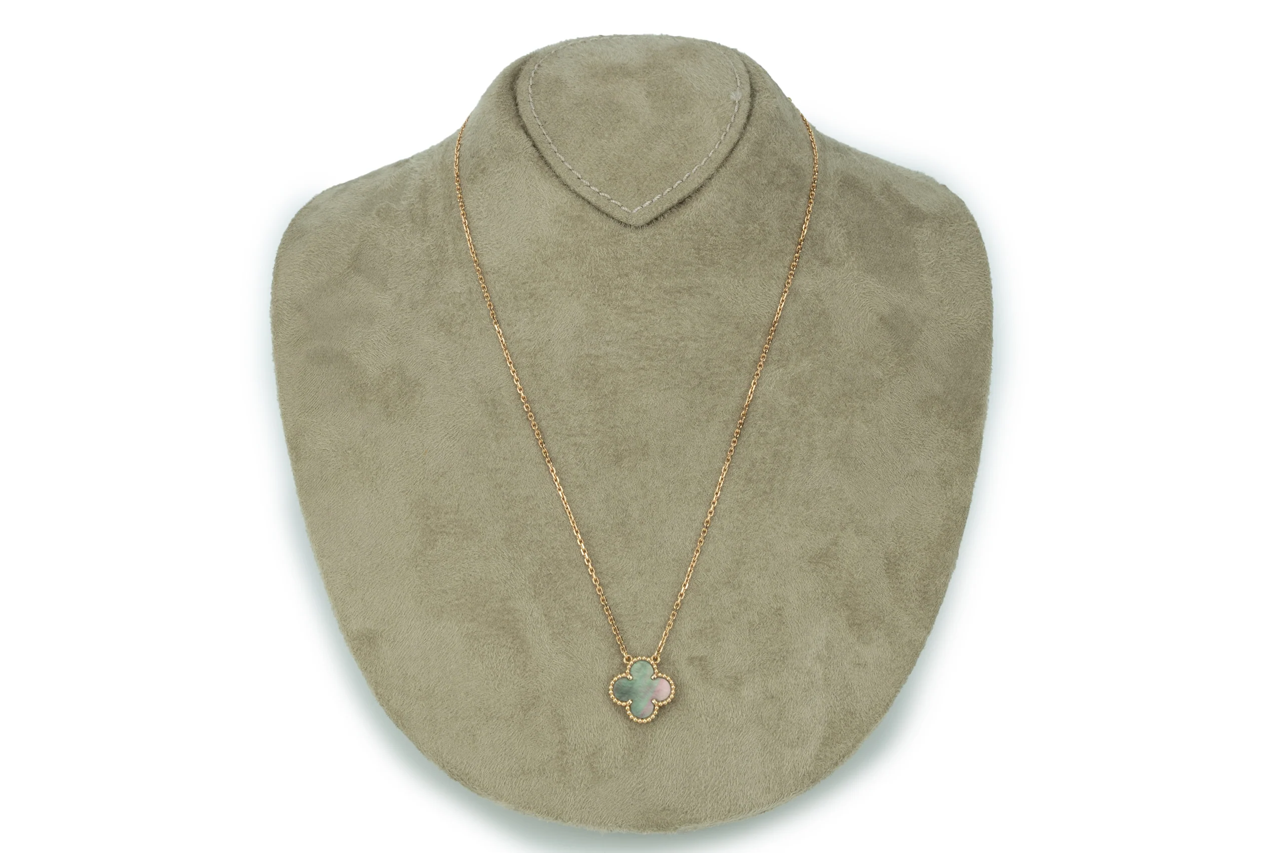 Van Cleef And Arpels Alhambra Vintage Pendant Gray Mother Of Pearl Rose Gold - Image 3