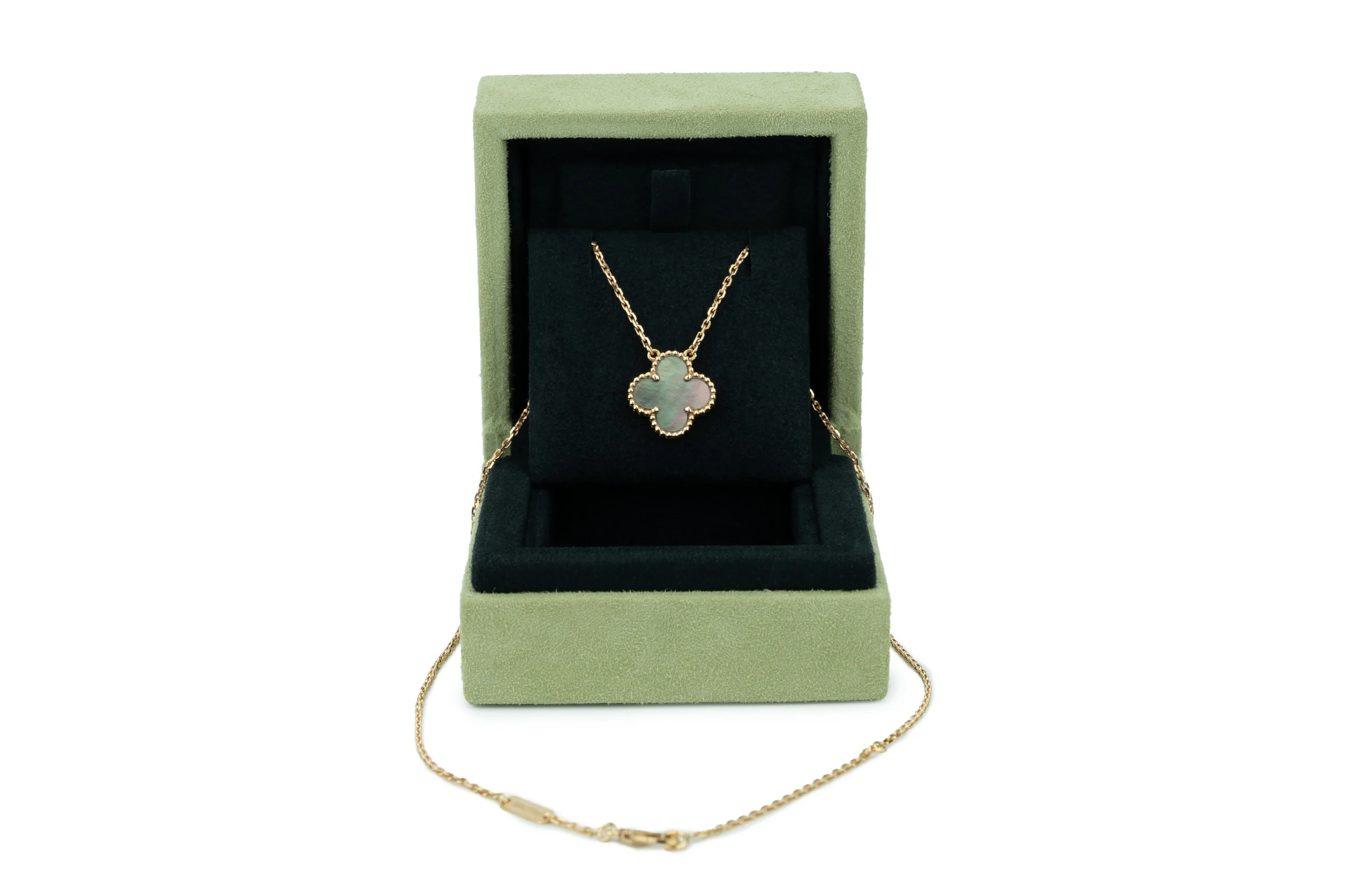 Van Cleef And Arpels Alhambra Vintage Pendant Gray Mother Of Pearl Rose Gold - Image 5