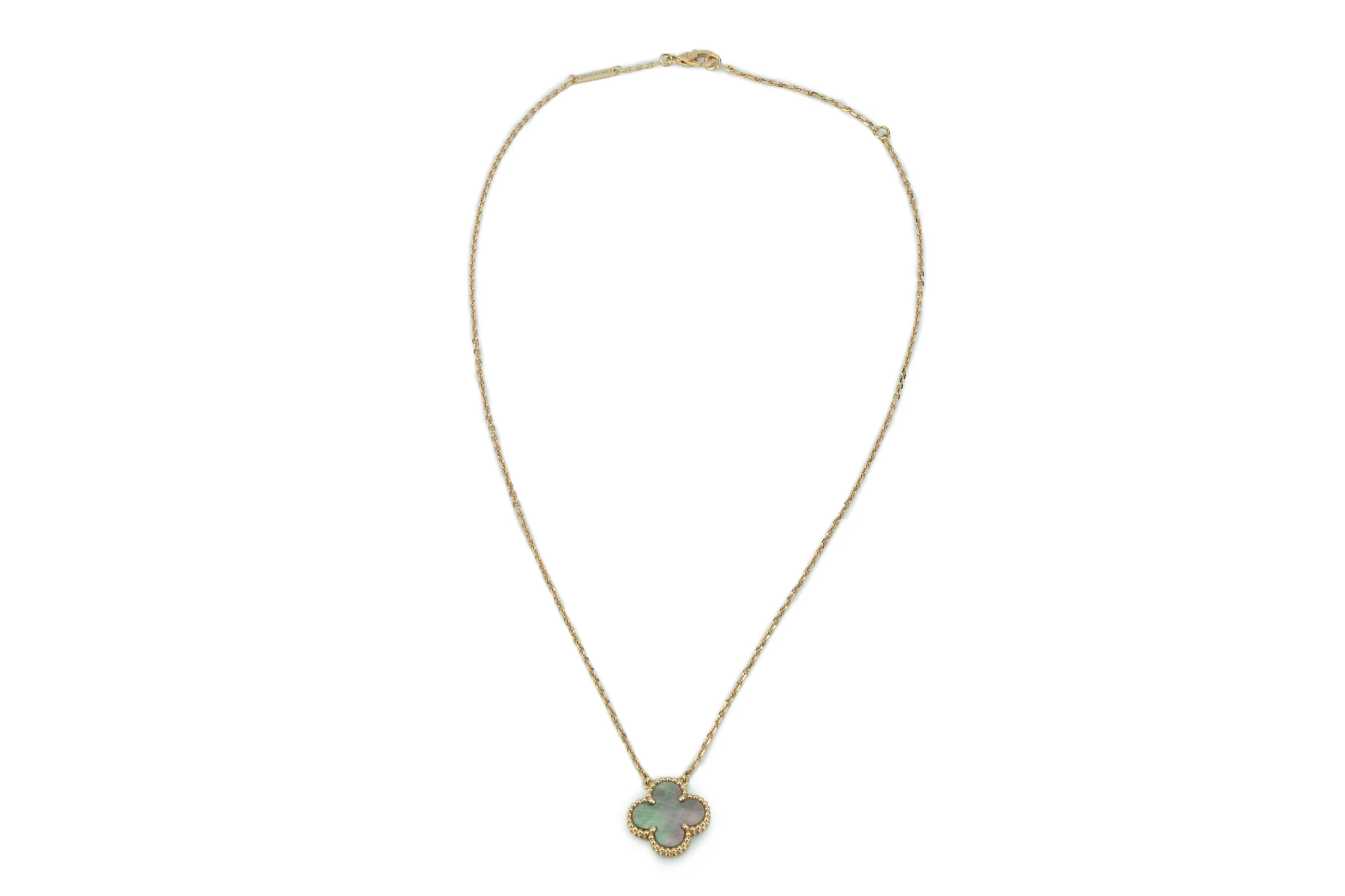 Van Cleef And Arpels Alhambra Vintage Pendant Gray Mother Of Pearl Rose Gold - Image 7