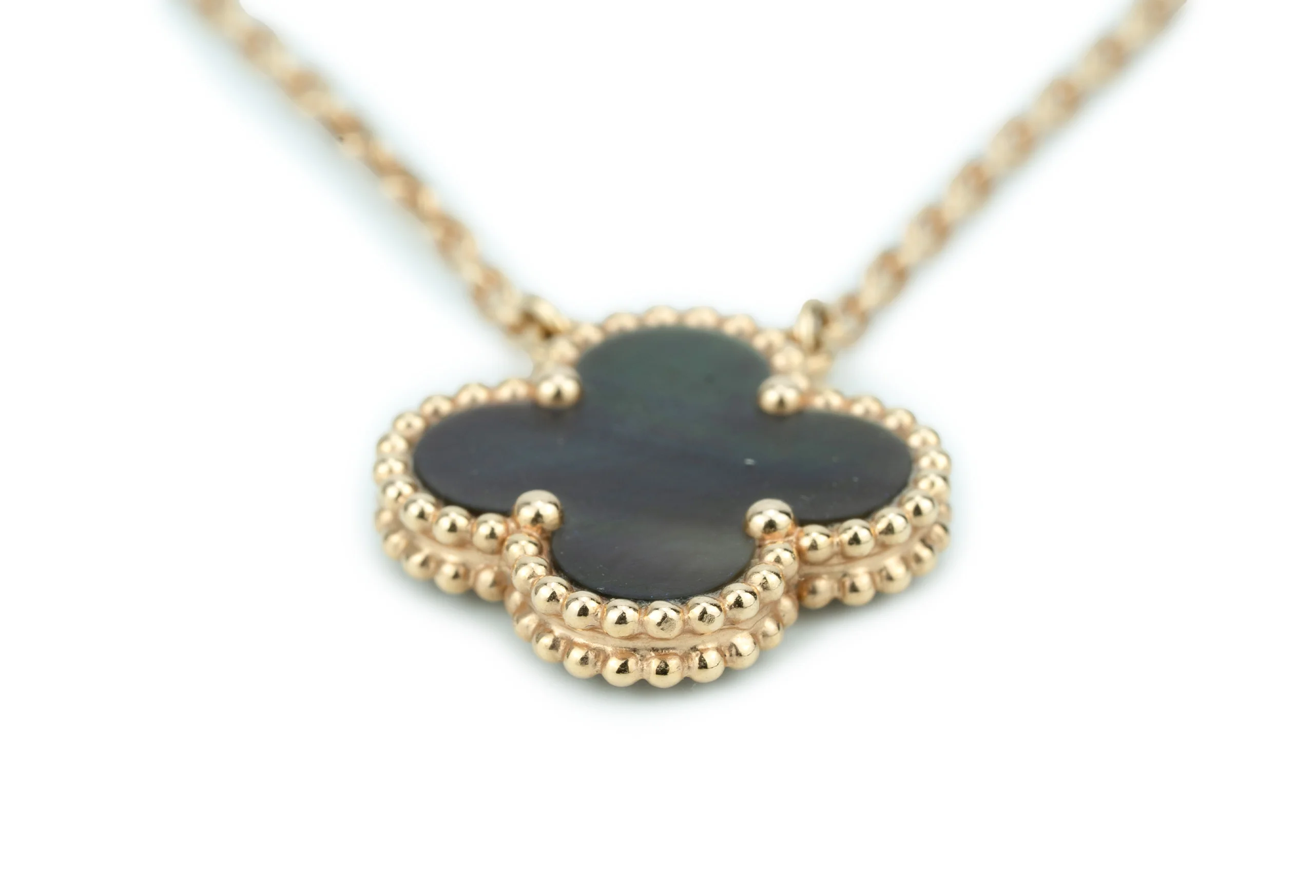 Van Cleef And Arpels Alhambra Vintage Pendant Gray Mother Of Pearl Rose Gold - Image 9
