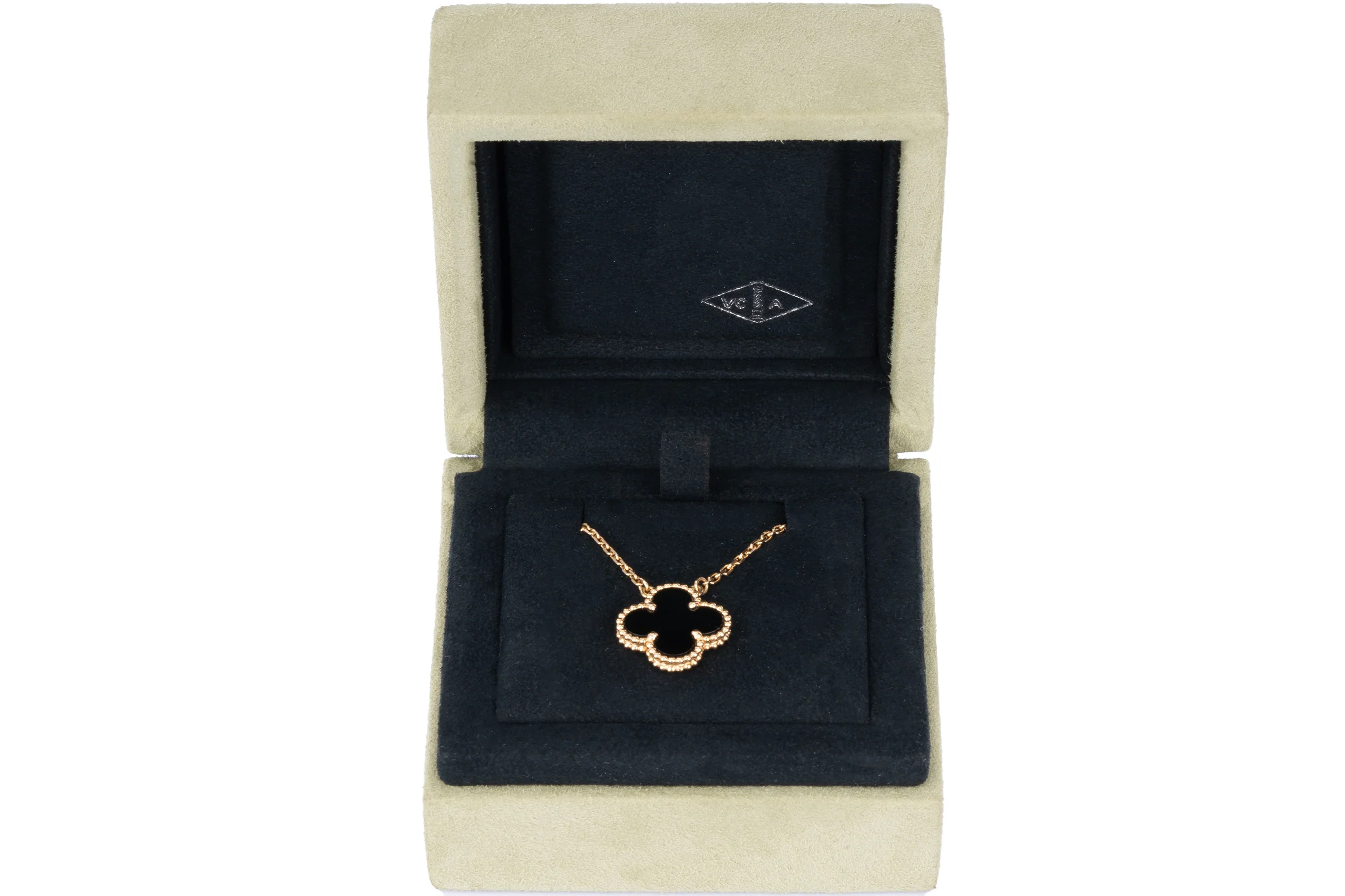 Van Cleef And Arpels Alhambra Vintage Pendant Onyx Yellow Gold - Image 5
