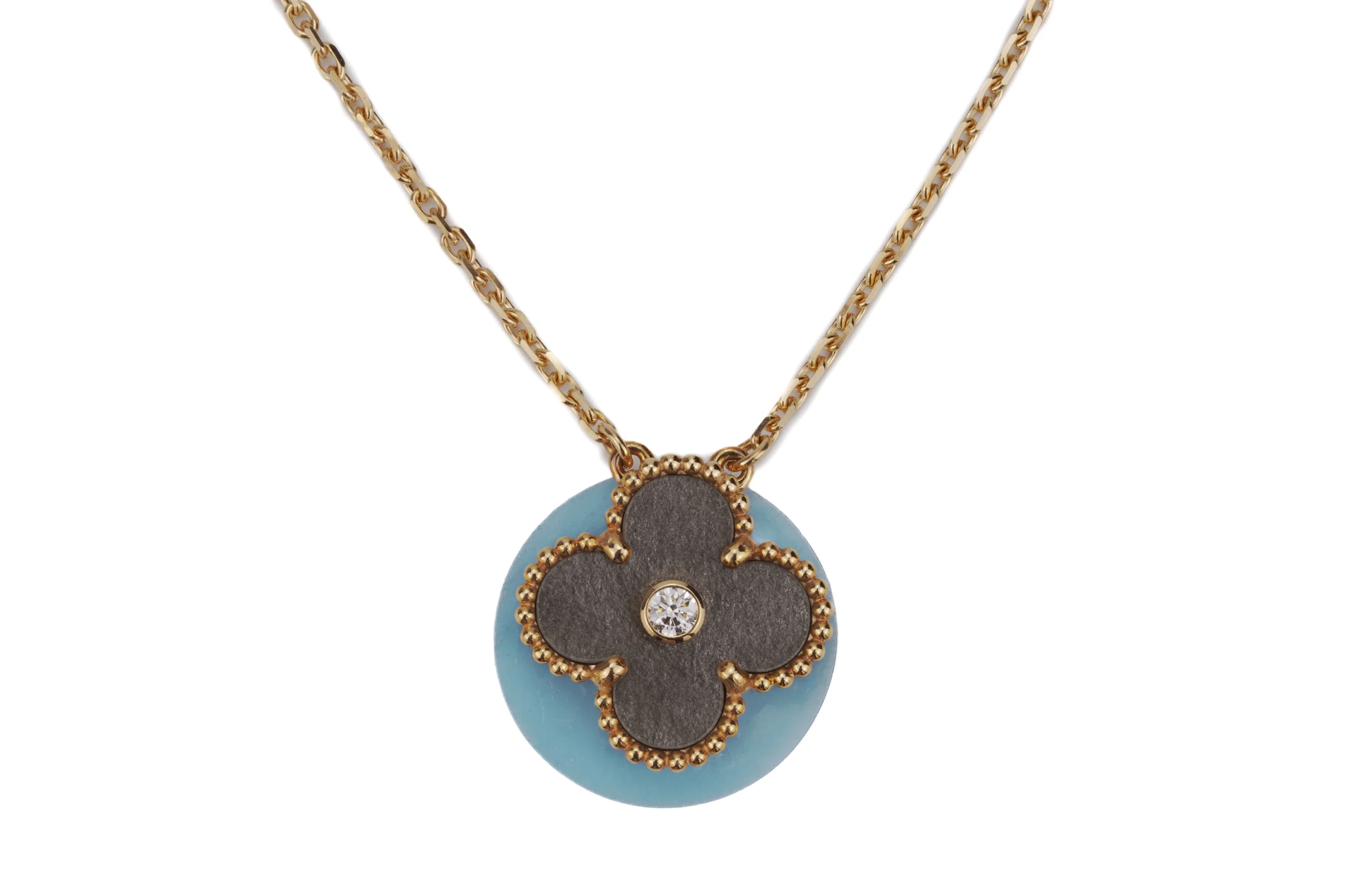 Van Cleef And Arpels Holiday Pendant Vintage Obsidian Rose Gold Diamond - Image 2