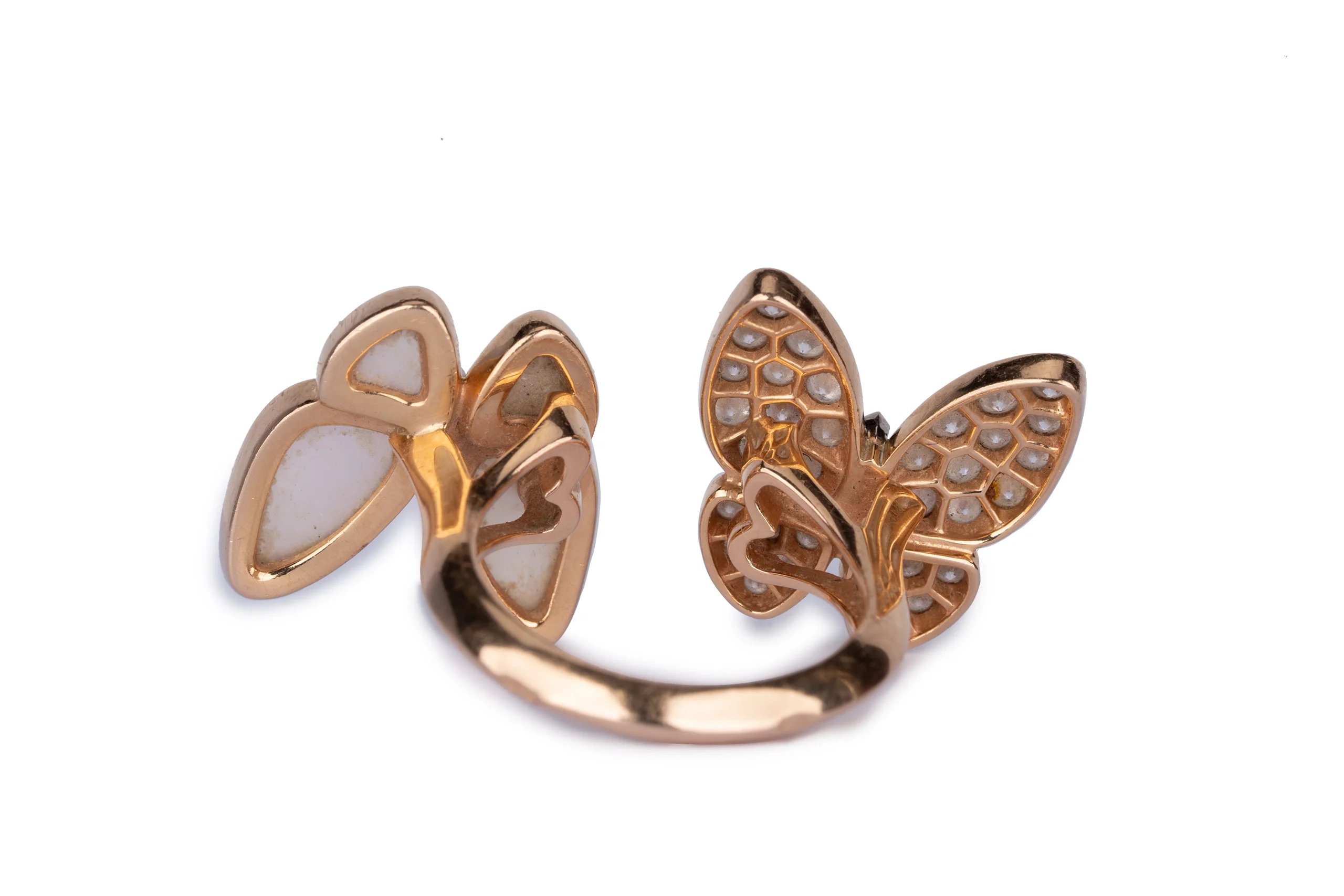 Van Cleef And Arpels Two Butterfly Between The Finger Ring Diamond Mother Of Pearl Rose Gold - Image 2