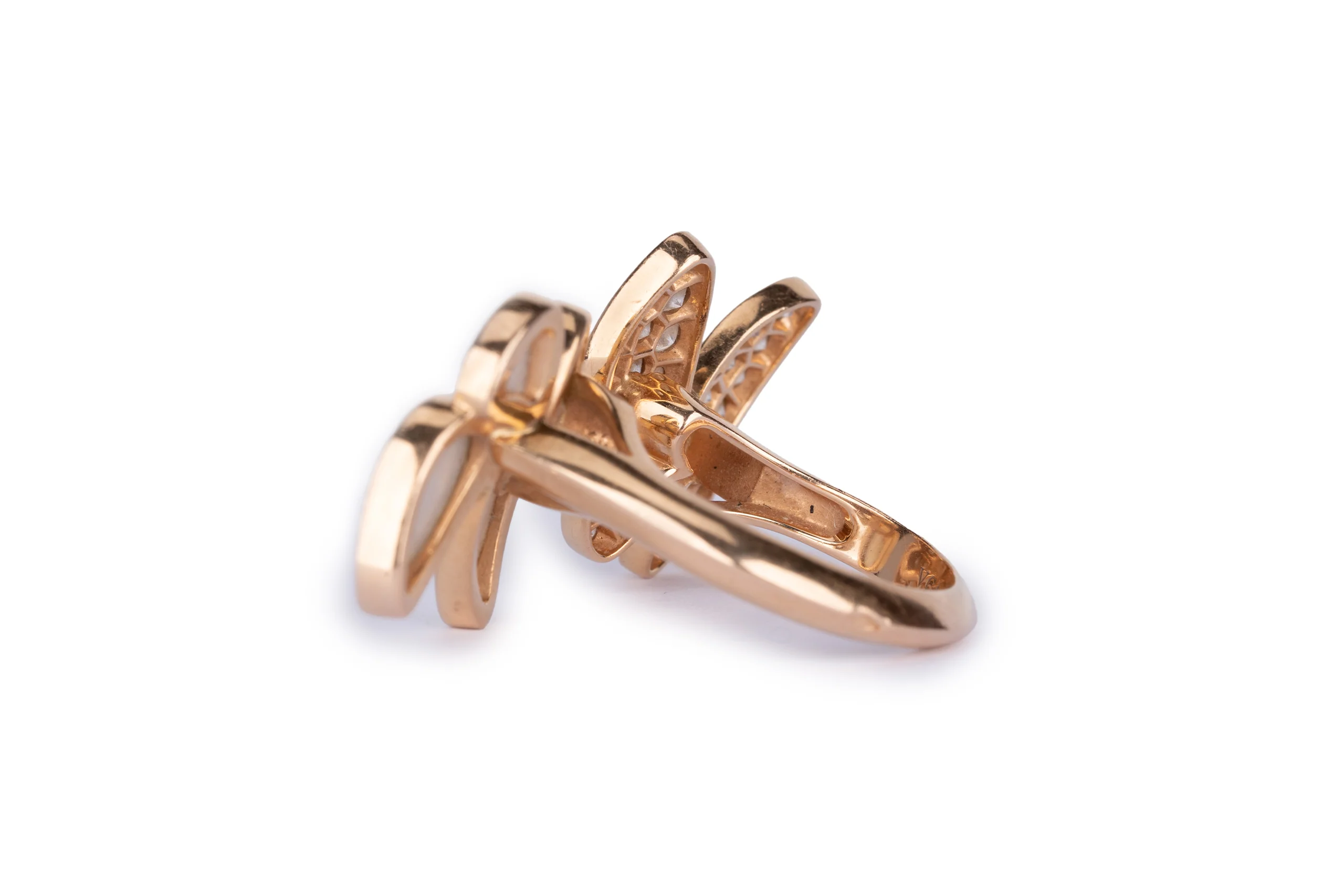 Van Cleef And Arpels Two Butterfly Between The Finger Ring Diamond Mother Of Pearl Rose Gold - Image 7
