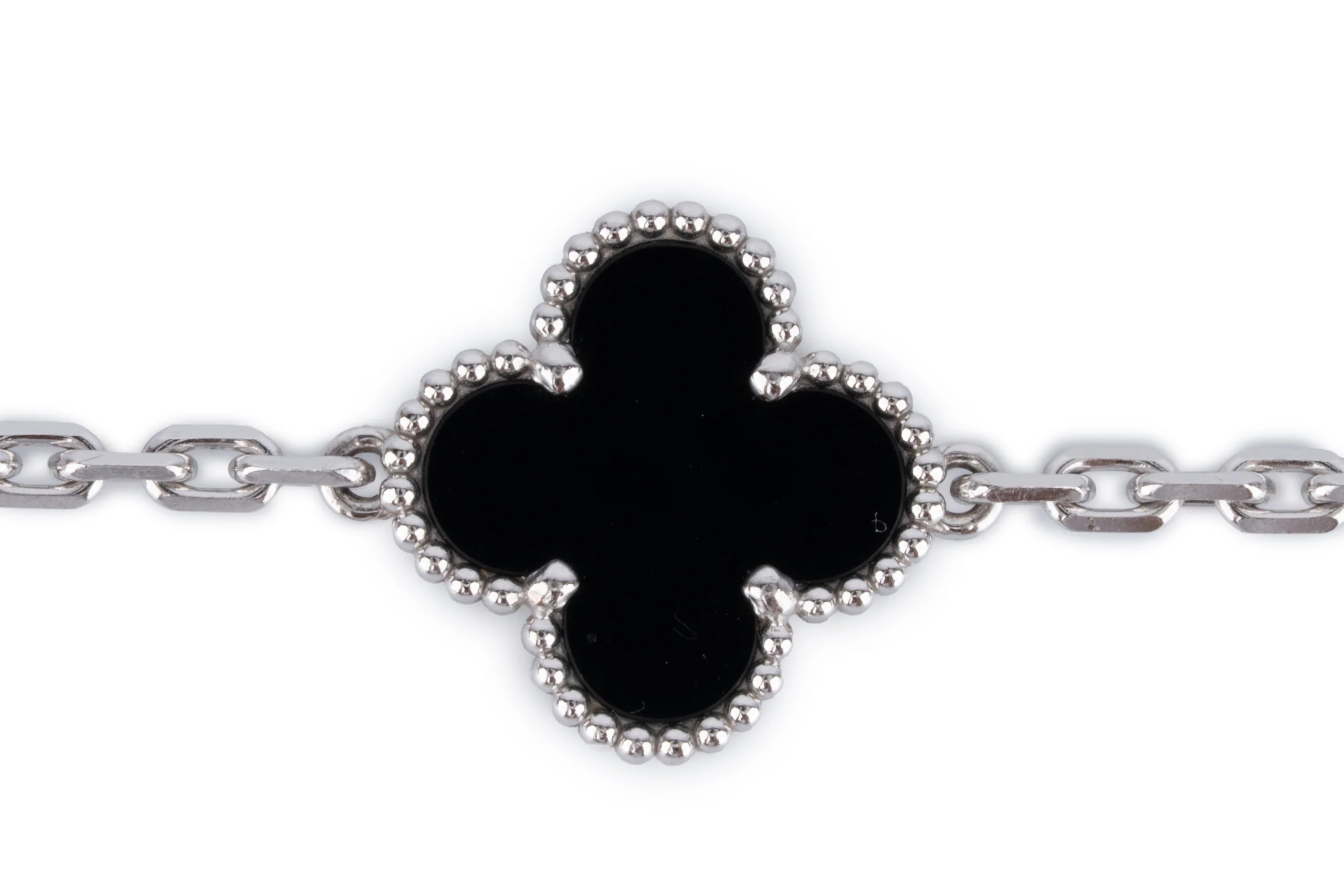 Van Cleef And Arpels Vintage Alhambra Bracelet	5 Motif White Gold  Onyx & Diamond - Image 2
