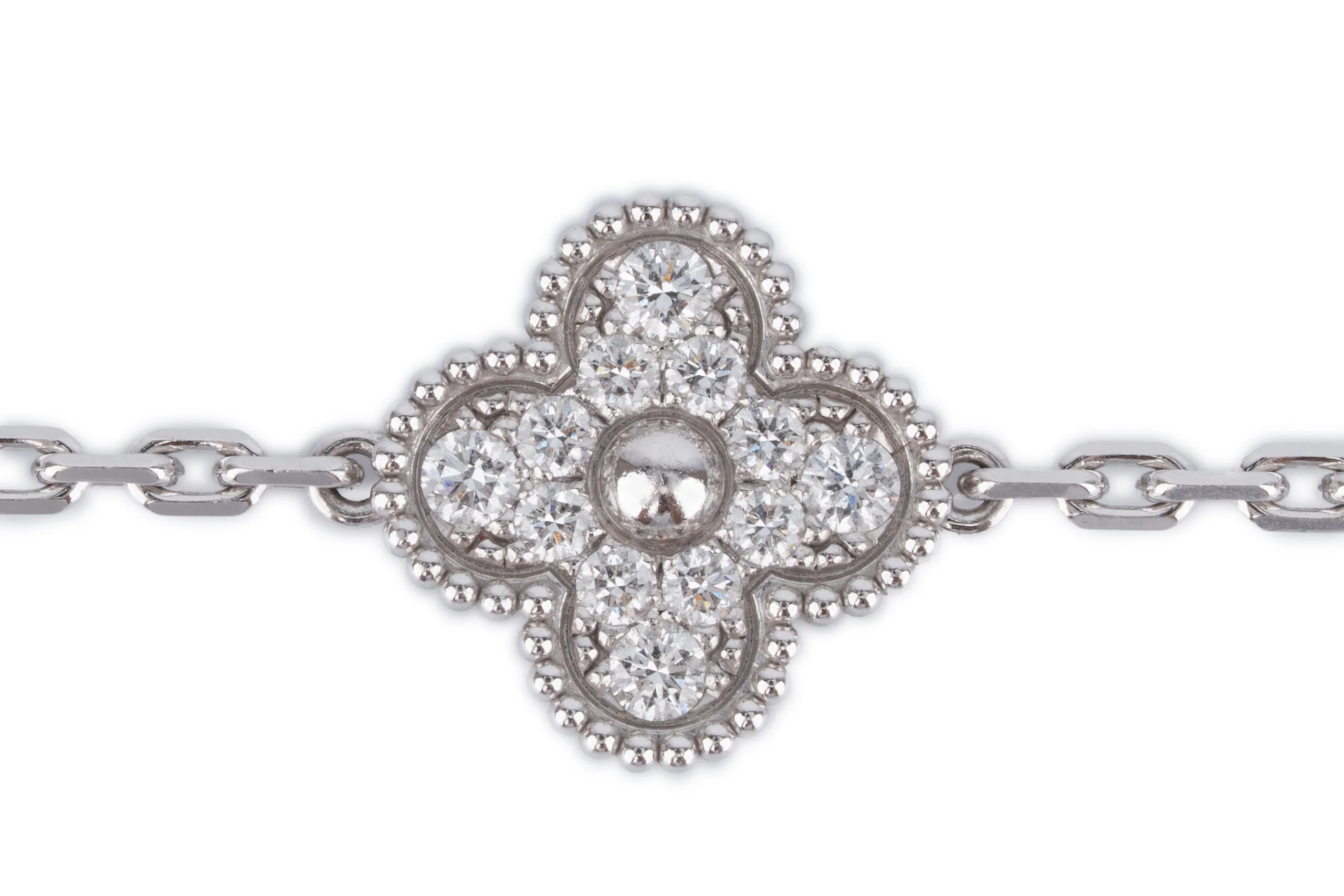 Van Cleef And Arpels Vintage Alhambra Bracelet	5 Motif White Gold  Onyx & Diamond - Image 3