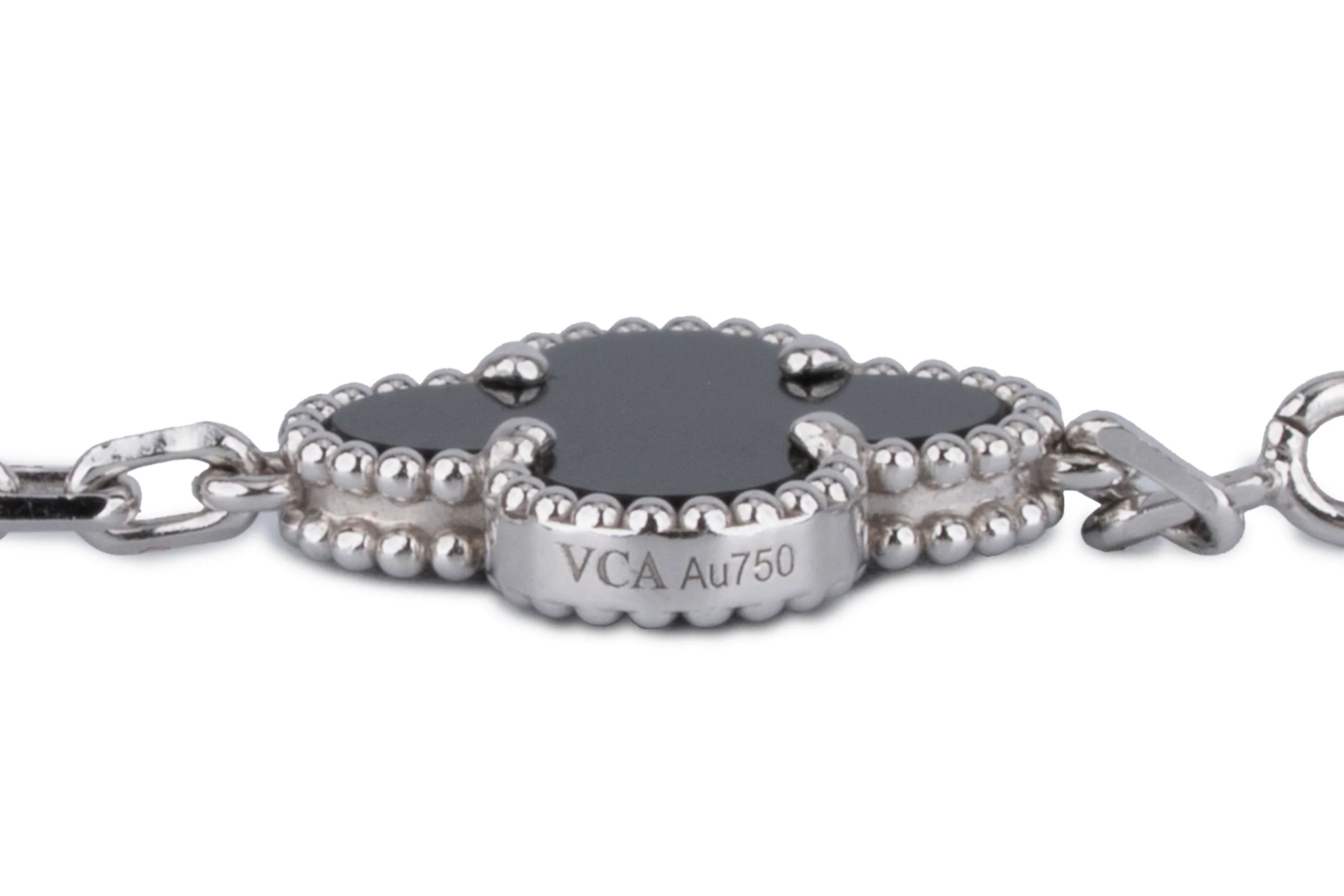 Van Cleef And Arpels Vintage Alhambra Bracelet	5 Motif White Gold  Onyx & Diamond - Image 4
