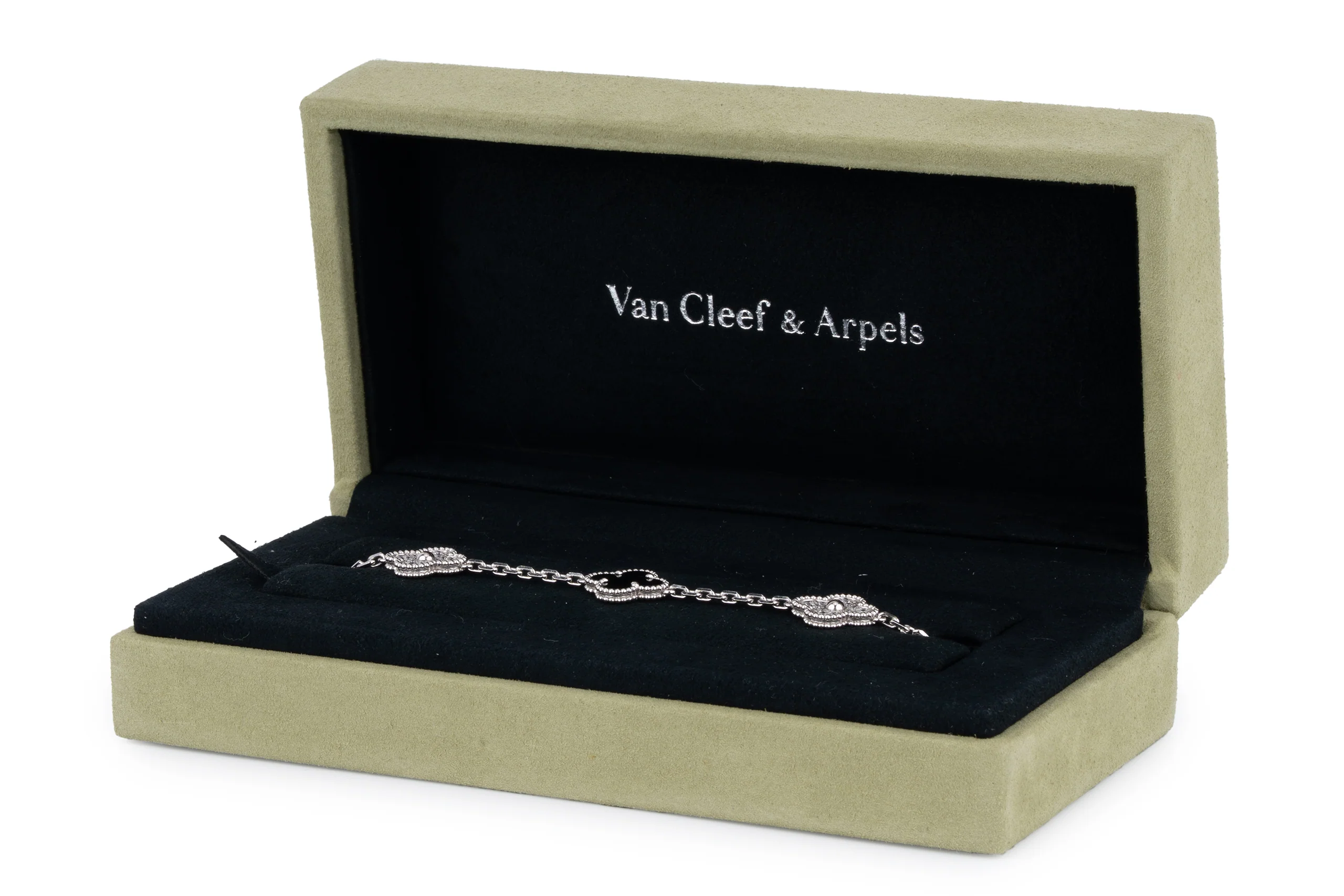 Van Cleef And Arpels Vintage Alhambra Bracelet	5 Motif White Gold  Onyx & Diamond - Image 8