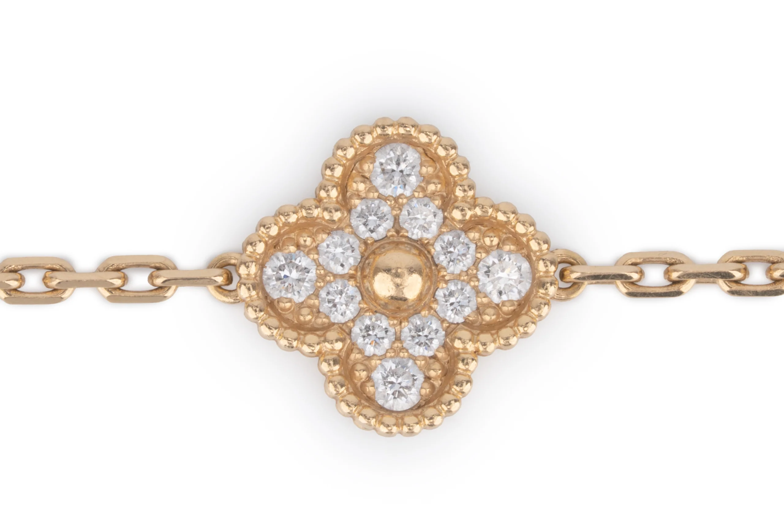 Van Cleef And Arpels Vintage Alhambra	Bracelet	5 Motif	Yellow Gold	Diamond - Image 2