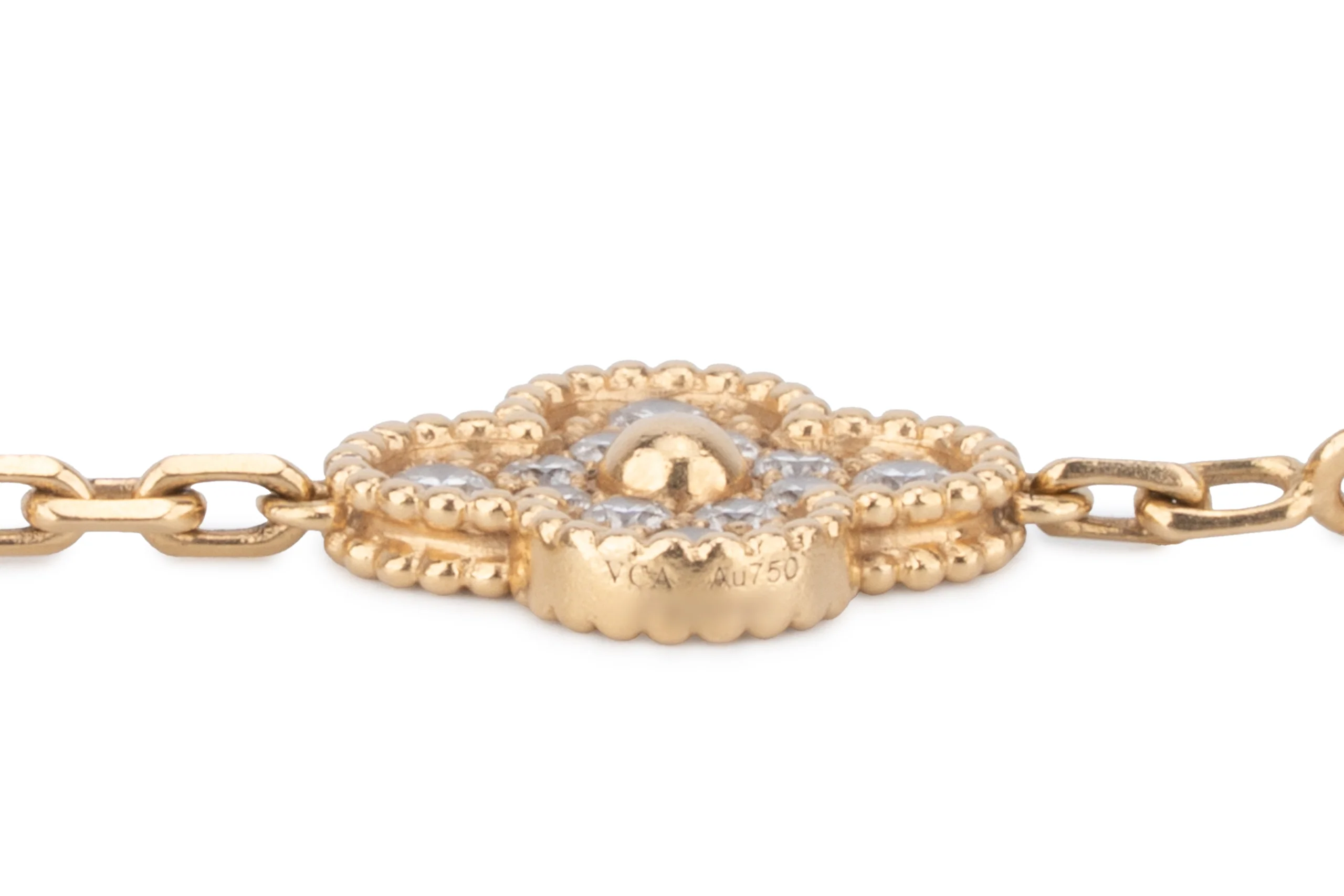Van Cleef And Arpels Vintage Alhambra	Bracelet	5 Motif	Yellow Gold	Diamond - Image 3