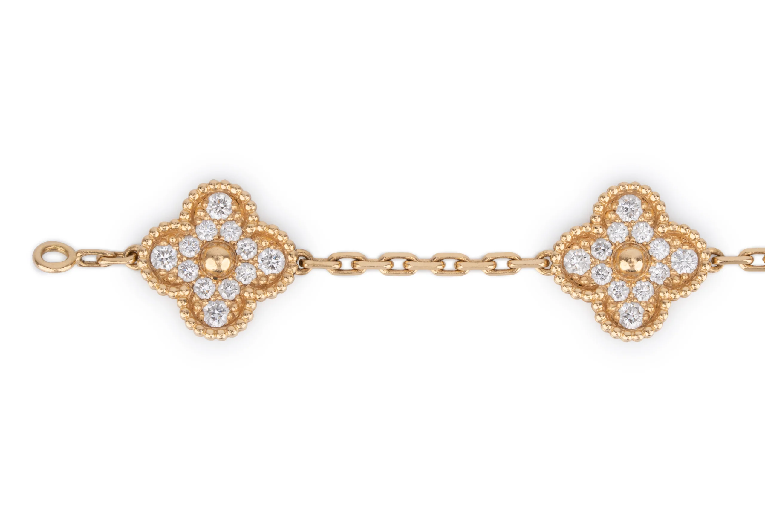Van Cleef And Arpels Vintage Alhambra	Bracelet	5 Motif	Yellow Gold	Diamond - Image 4