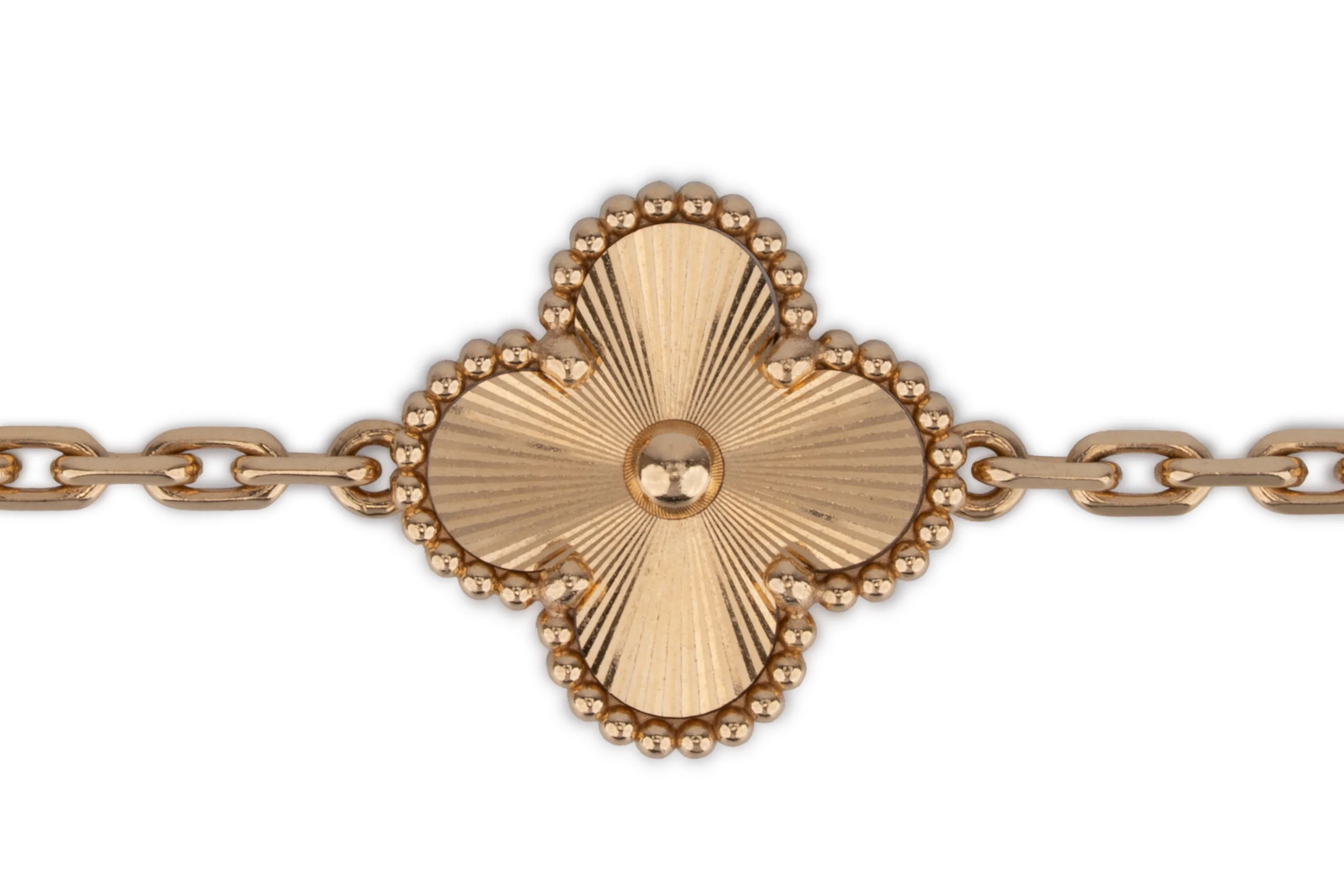 Van Cleef And Arpels Vintage Alhambra	Bracelet	5 Motif	Yellow Gold	Guilloche & Diamond - Image 2