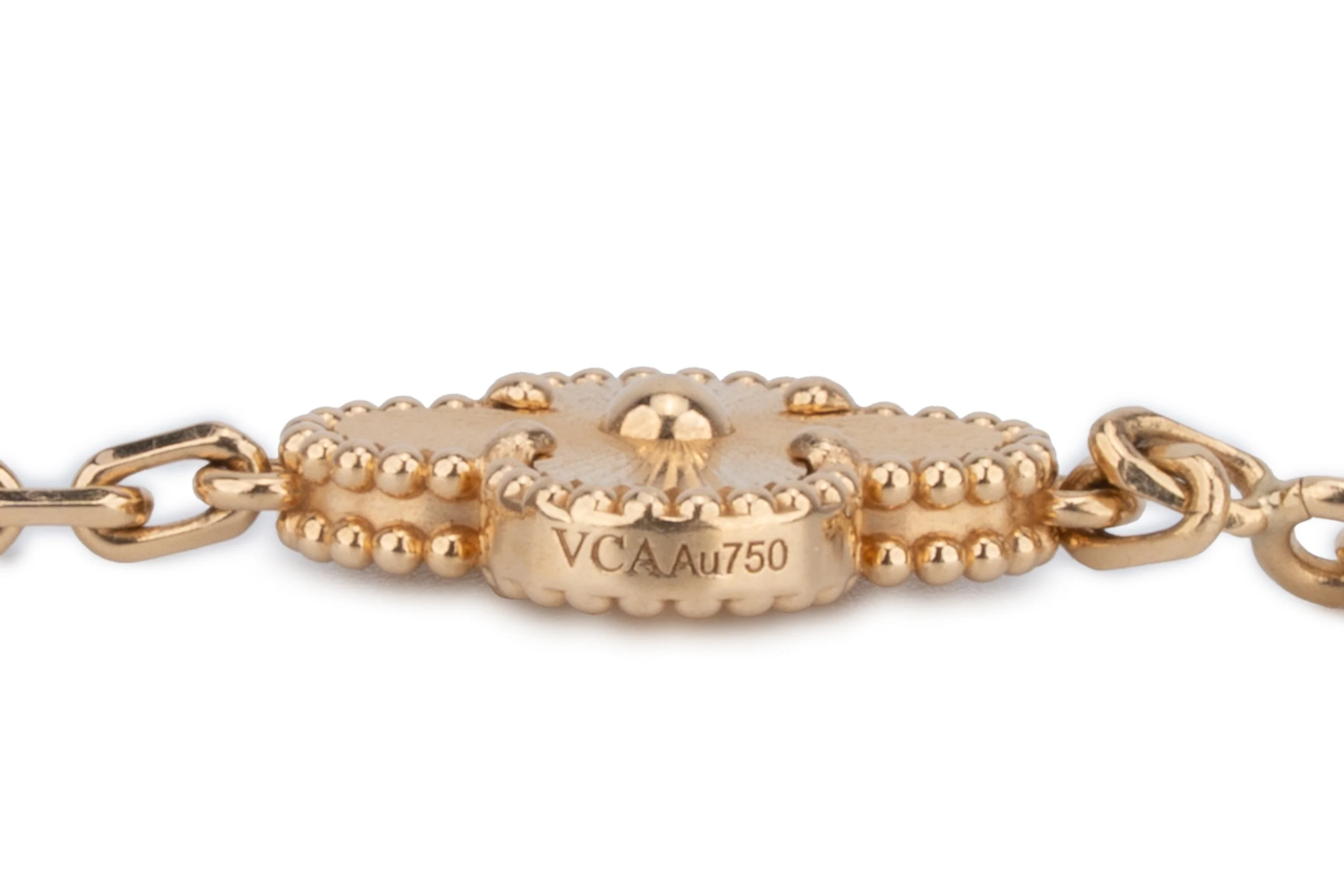 Van Cleef And Arpels Vintage Alhambra	Bracelet	5 Motif	Yellow Gold	Guilloche & Diamond - Image 4