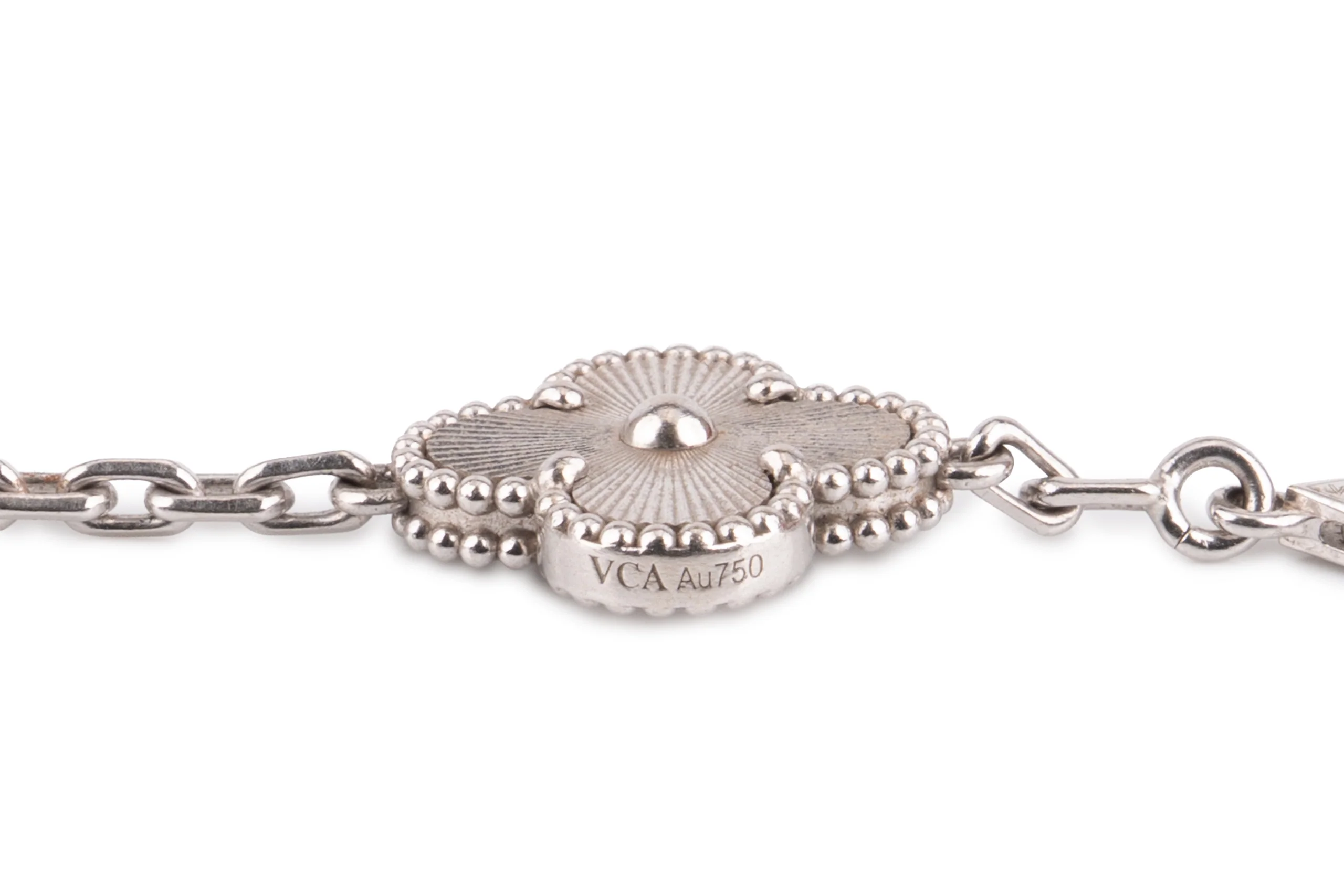 Van Cleef And Arpels Vintage Alhambra Bracelet 	5 Motifs 	Guilloche 	White Gold - Image 3
