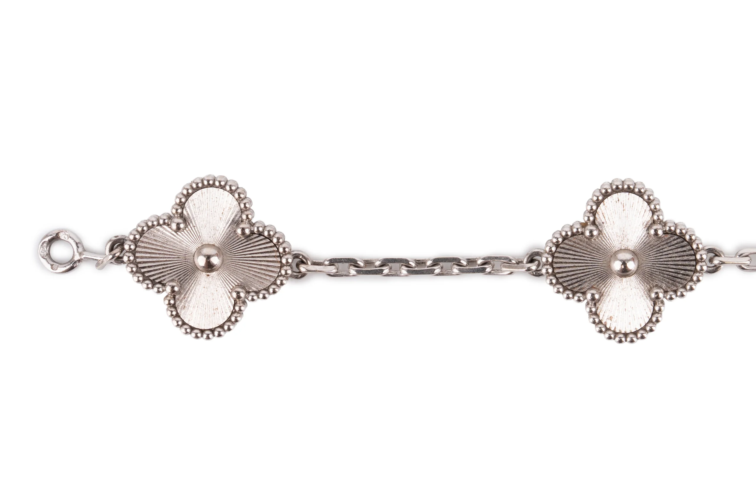 Van Cleef And Arpels Vintage Alhambra Bracelet 	5 Motifs 	Guilloche 	White Gold - Image 4