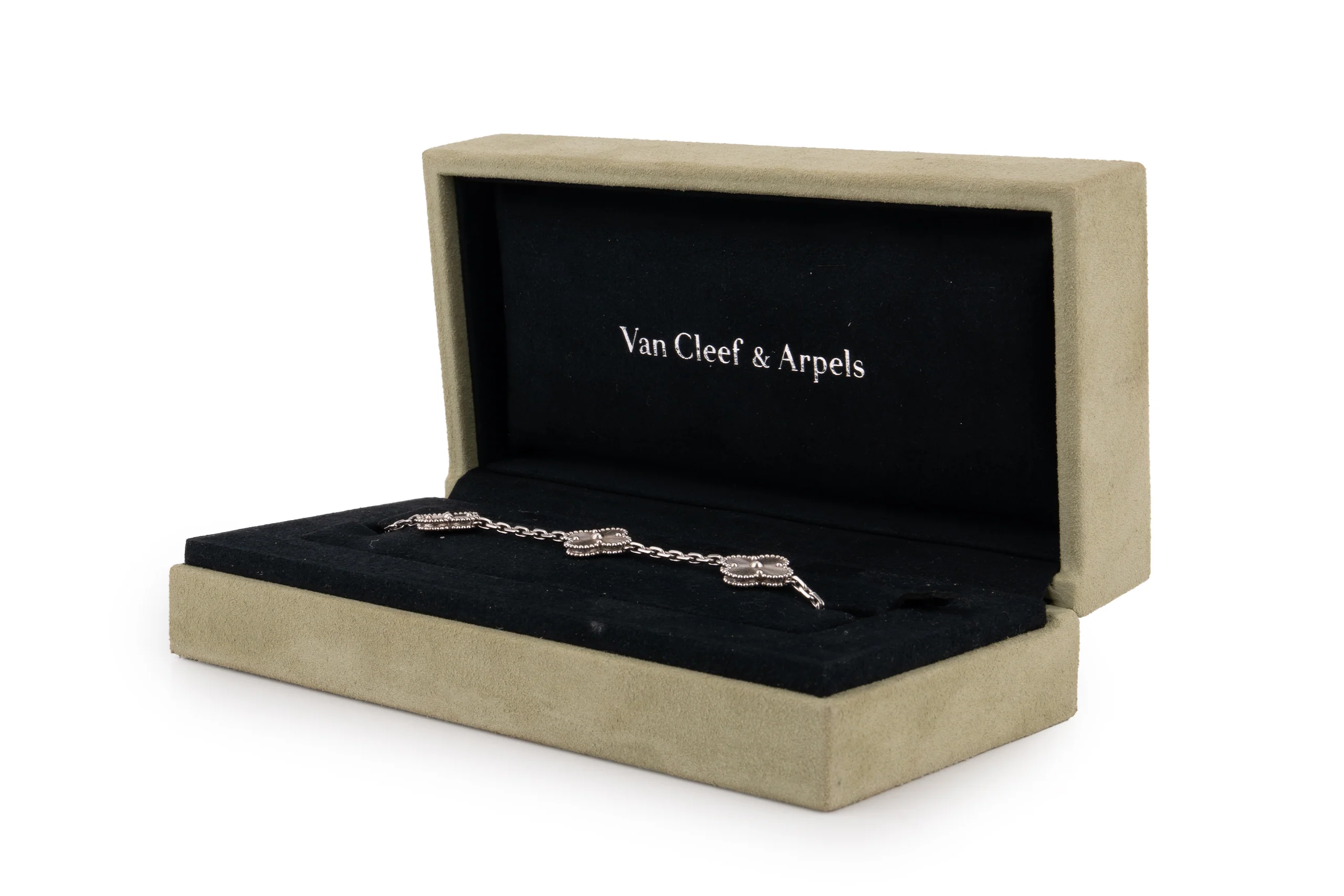 Van Cleef And Arpels Vintage Alhambra Bracelet 	5 Motifs 	Guilloche 	White Gold - Image 6