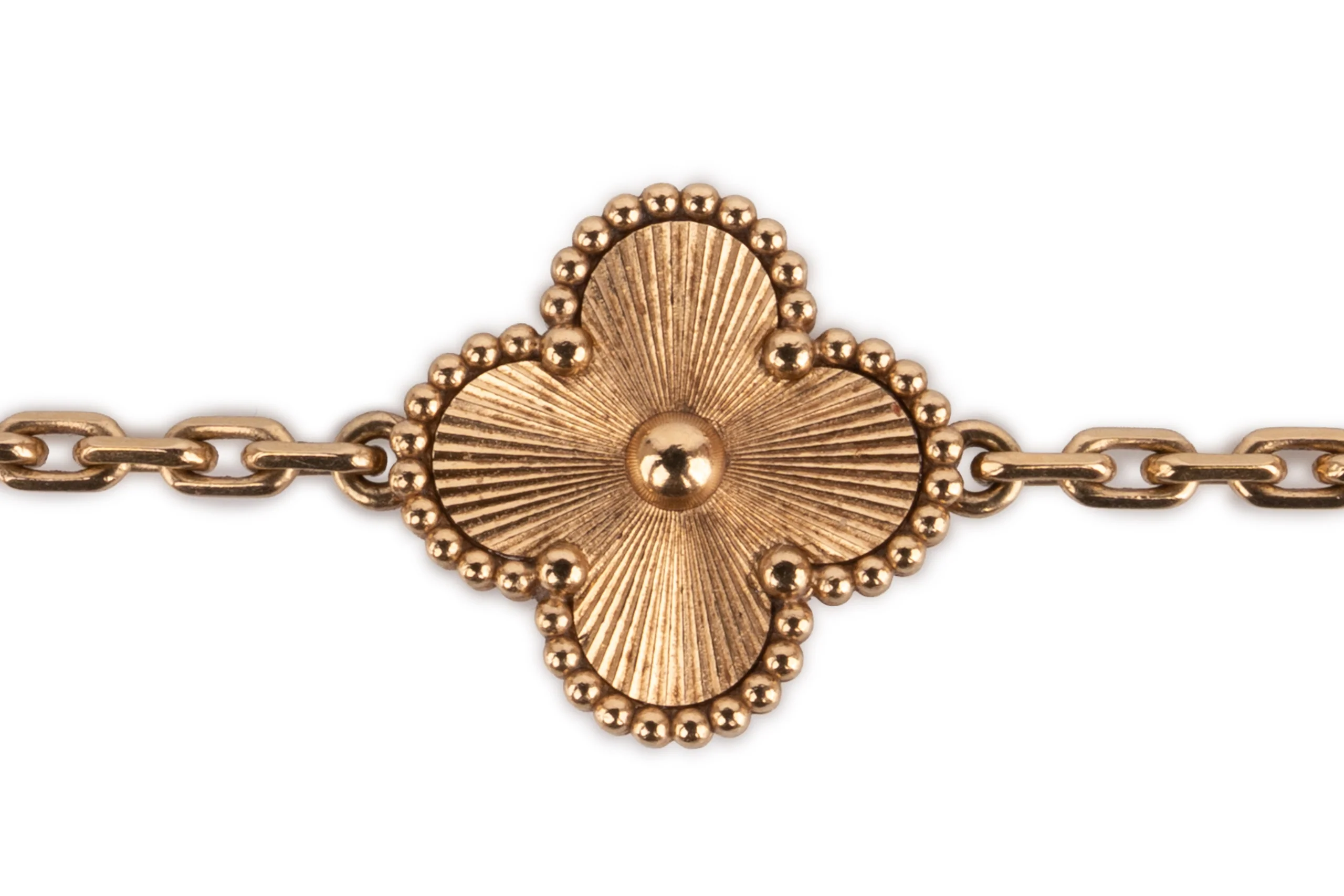 Van Cleef And Arpels Vintage Alhambra Bracelet	5 Motifs 	Guilloche 	Yellow Gold - Image 2