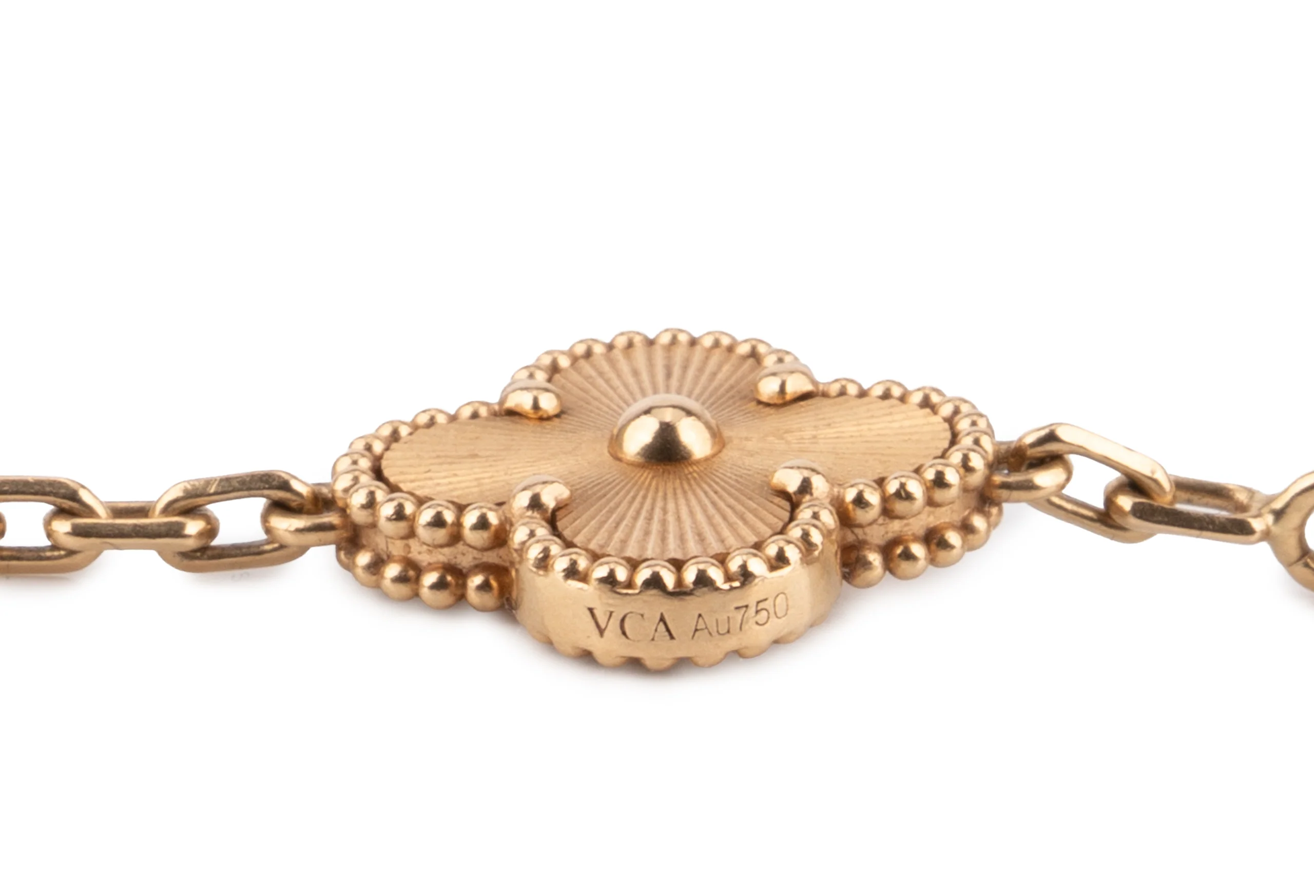 Van Cleef And Arpels Vintage Alhambra Bracelet	5 Motifs 	Guilloche 	Yellow Gold - Image 3