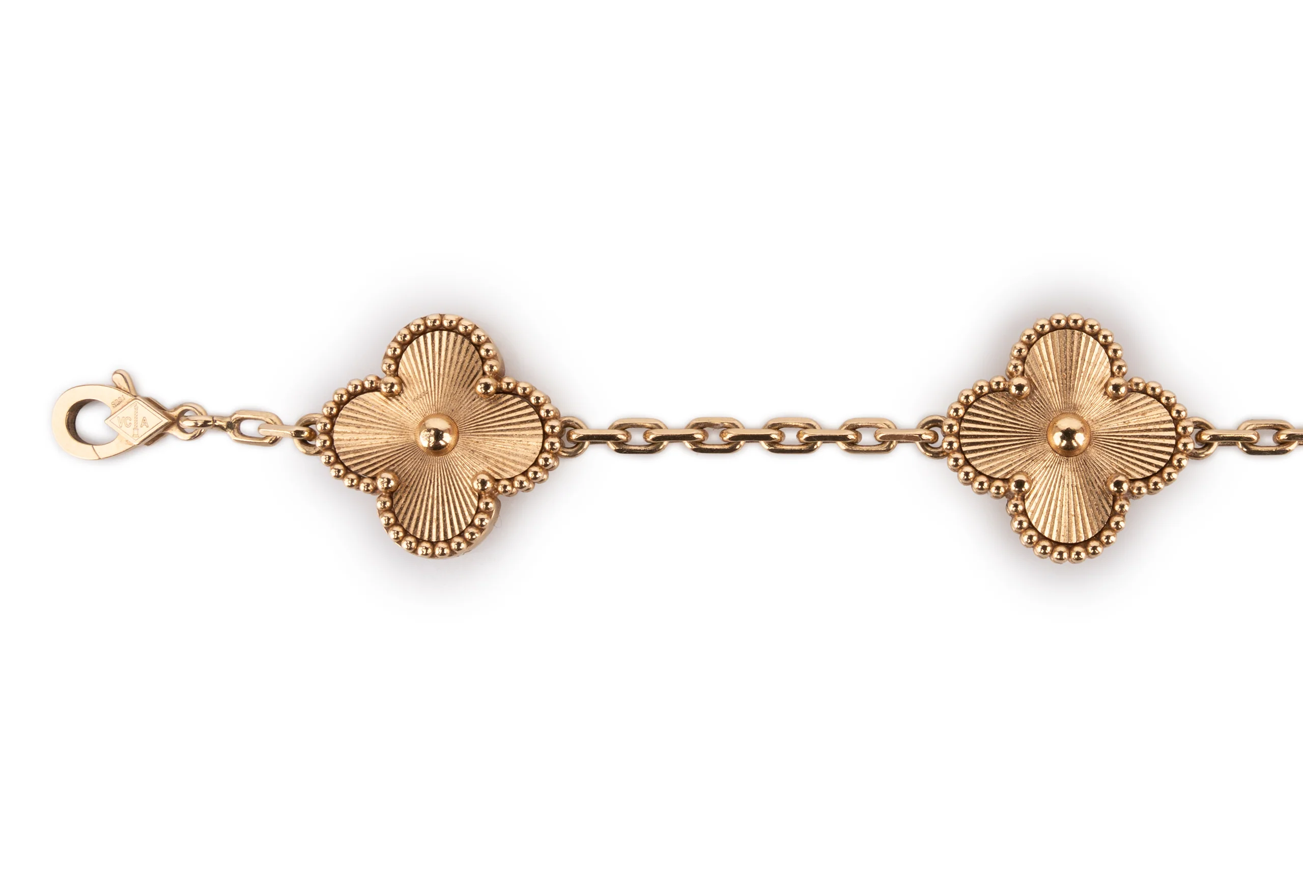 Van Cleef And Arpels Vintage Alhambra Bracelet	5 Motifs 	Guilloche 	Yellow Gold - Image 4