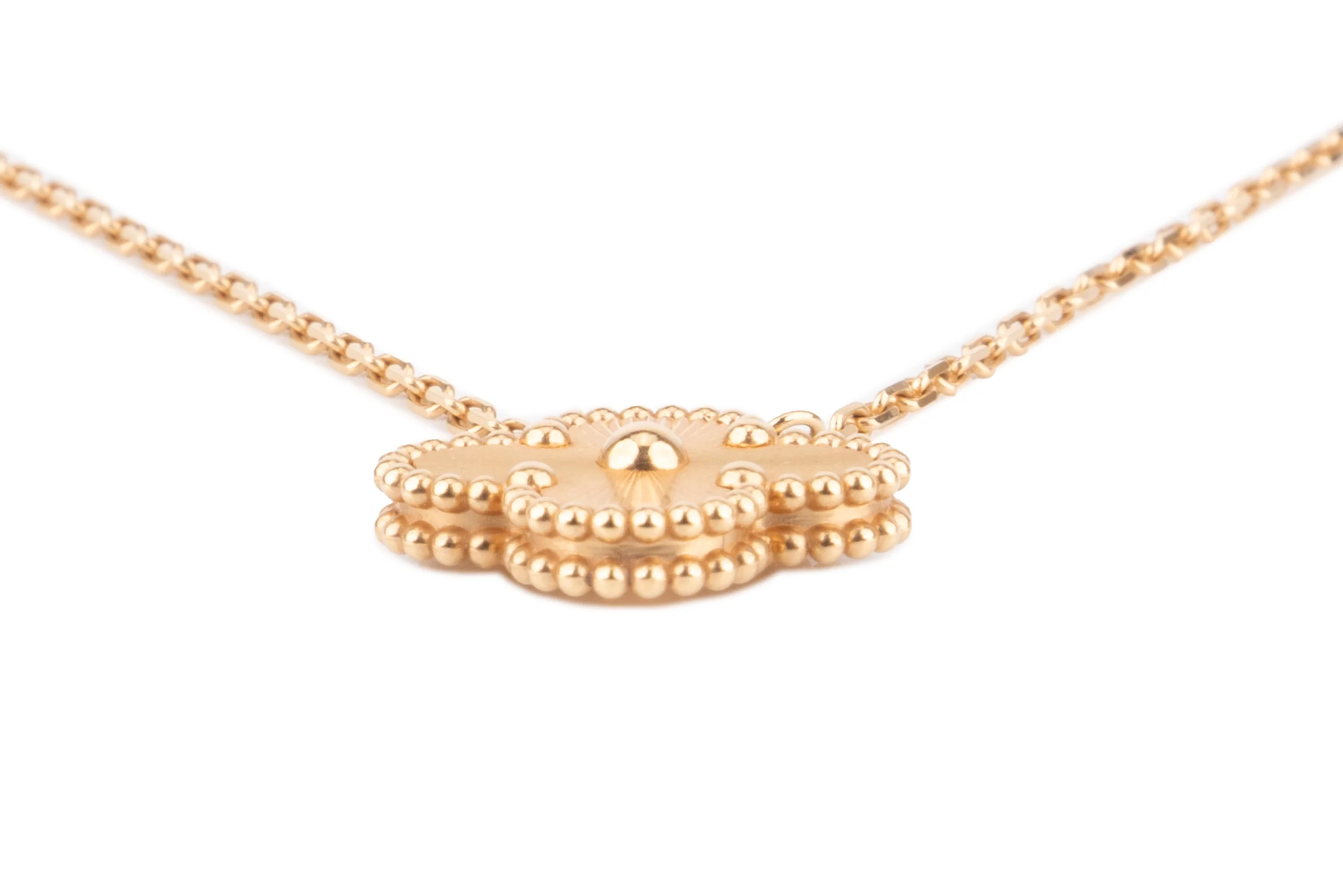Van Cleef & Arpels Vintage Alhambra	Necklace 1 Motif	Yellow Gold	Guilloche - Image 3