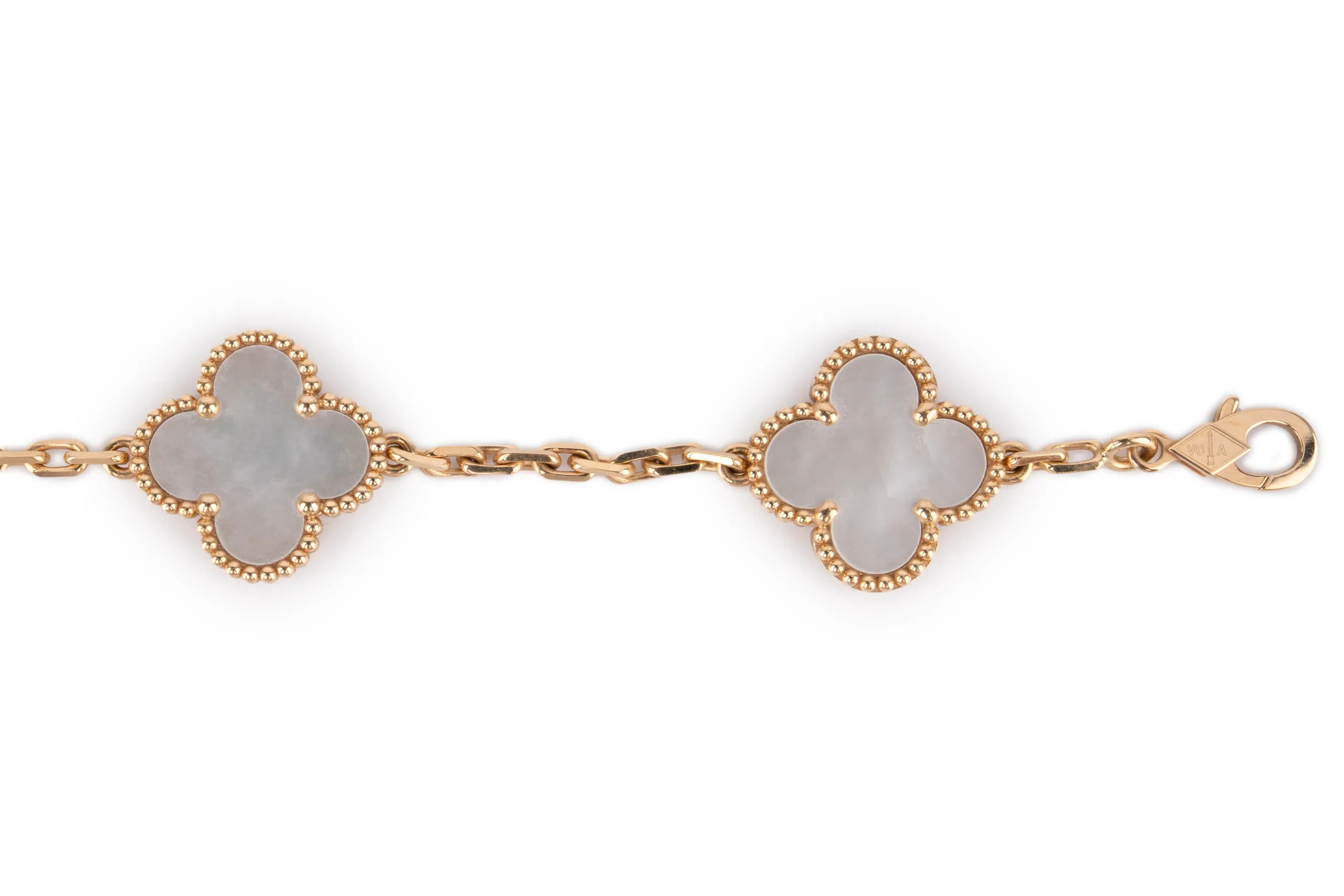 Van Cleef Vintage Alhambra Bracelet	5 Motifs Mop	Gold - Image 5