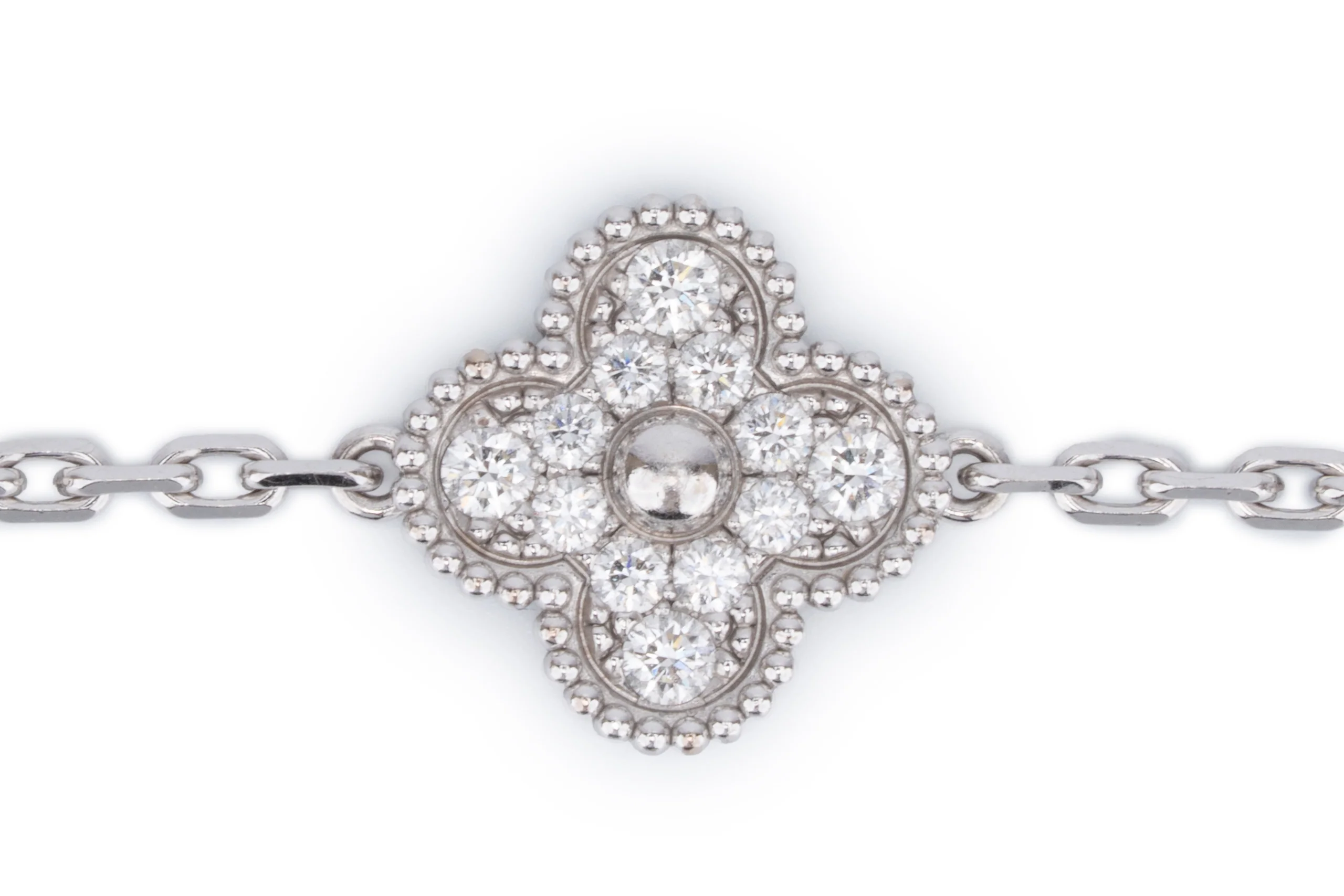 Van Cleef And Arpels Vintage Alhambra Bracelet	5 Motif	White Gold 	Diamond - Image 2