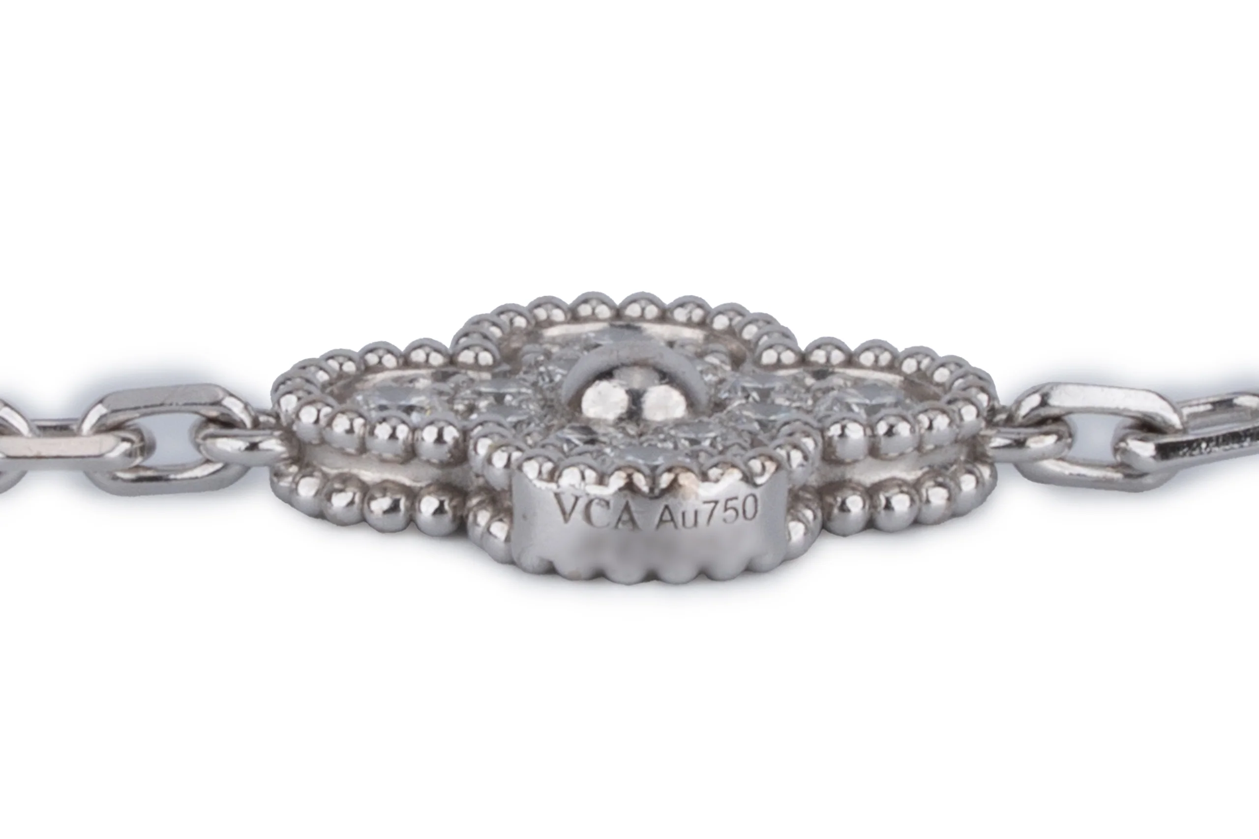 Van Cleef And Arpels Vintage Alhambra Bracelet	5 Motif	White Gold 	Diamond - Image 3