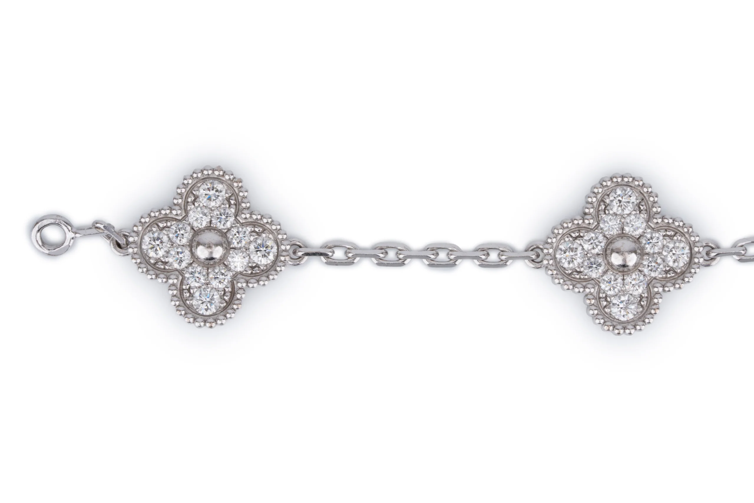 Van Cleef And Arpels Vintage Alhambra Bracelet	5 Motif	White Gold 	Diamond - Image 4