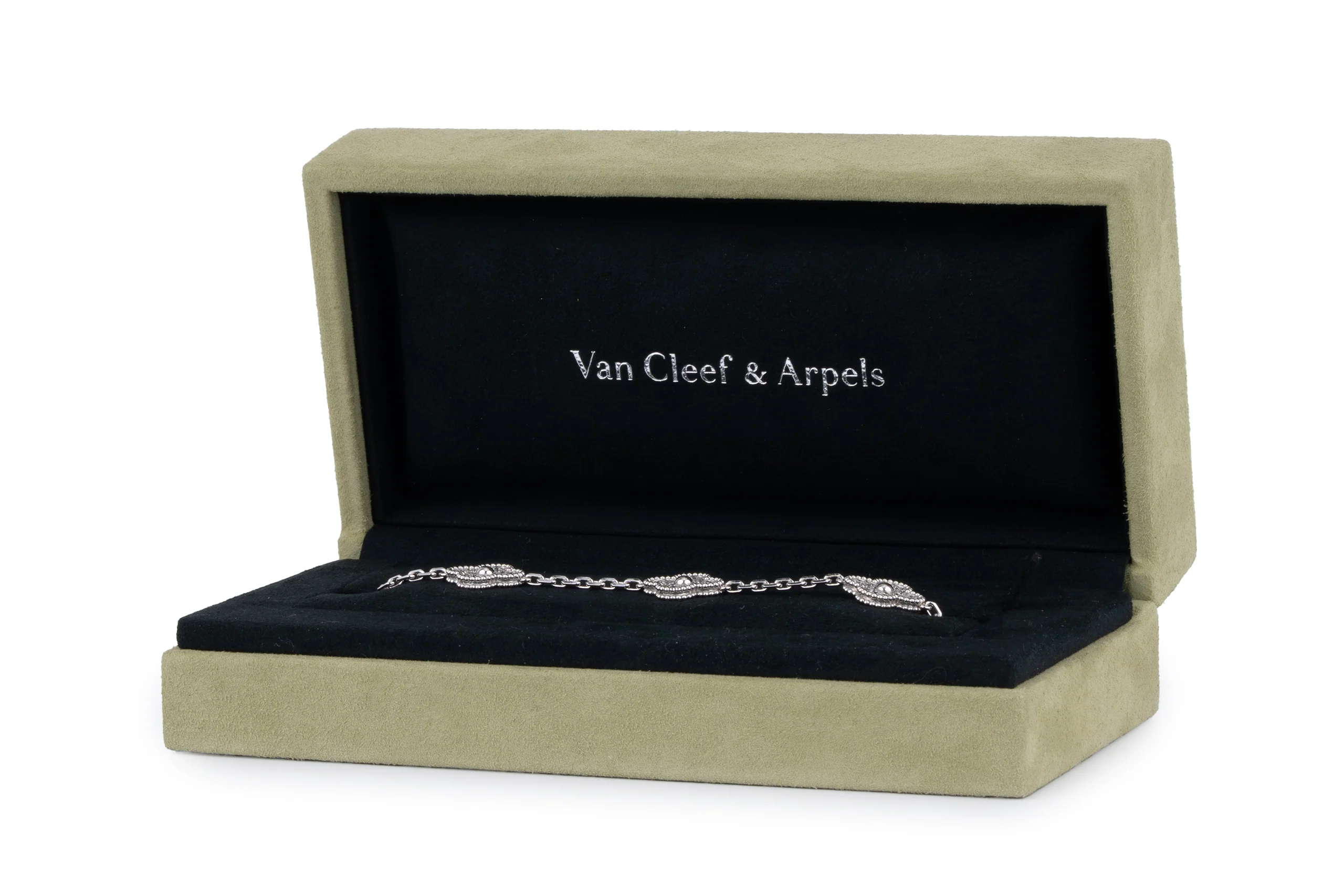 Van Cleef And Arpels Vintage Alhambra Bracelet	5 Motif	White Gold 	Diamond - Image 7