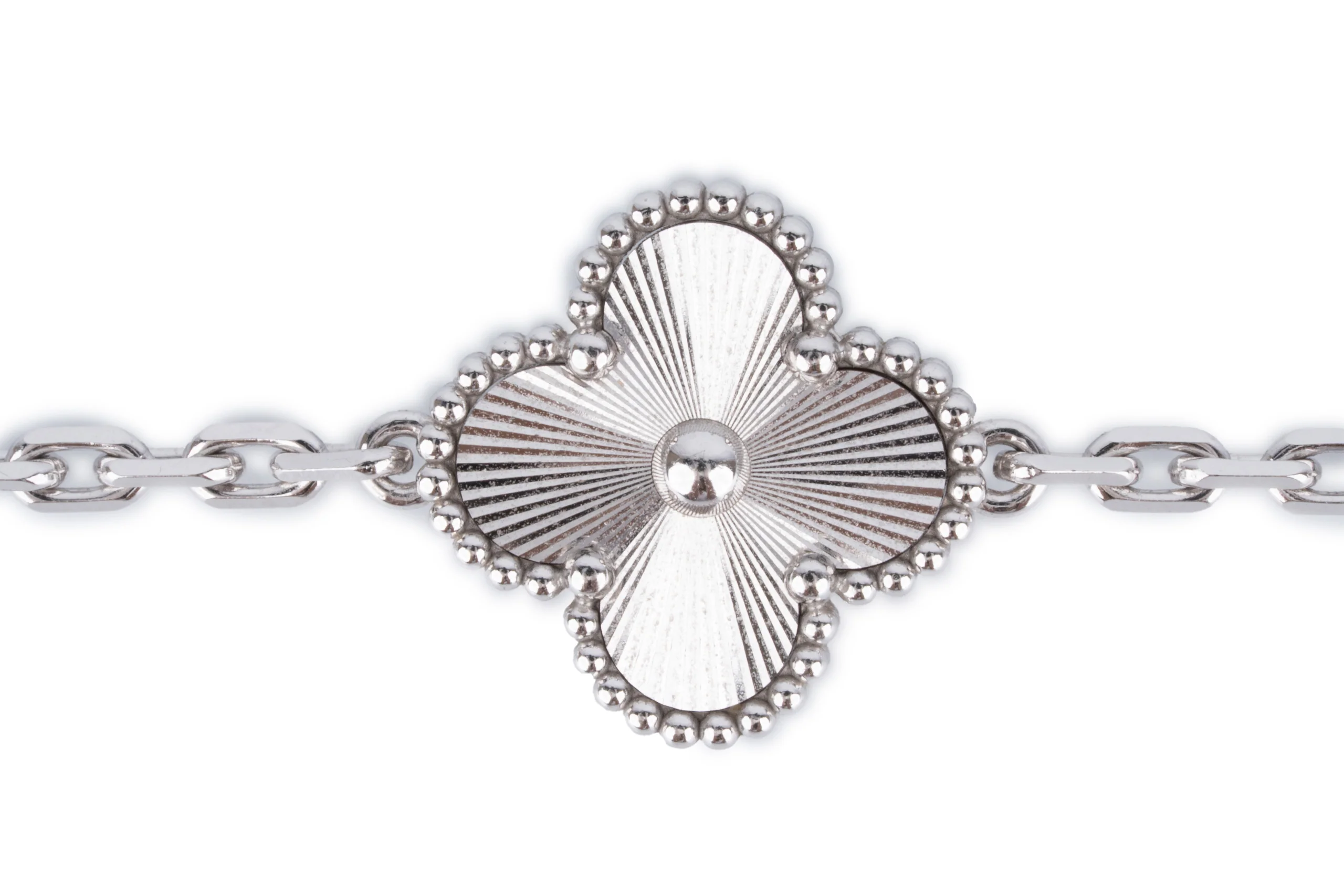 Van Cleef And Arpels Bracelet	Vintage Alhambra 5 Motif	White Gold 	Guilloche - Image 2