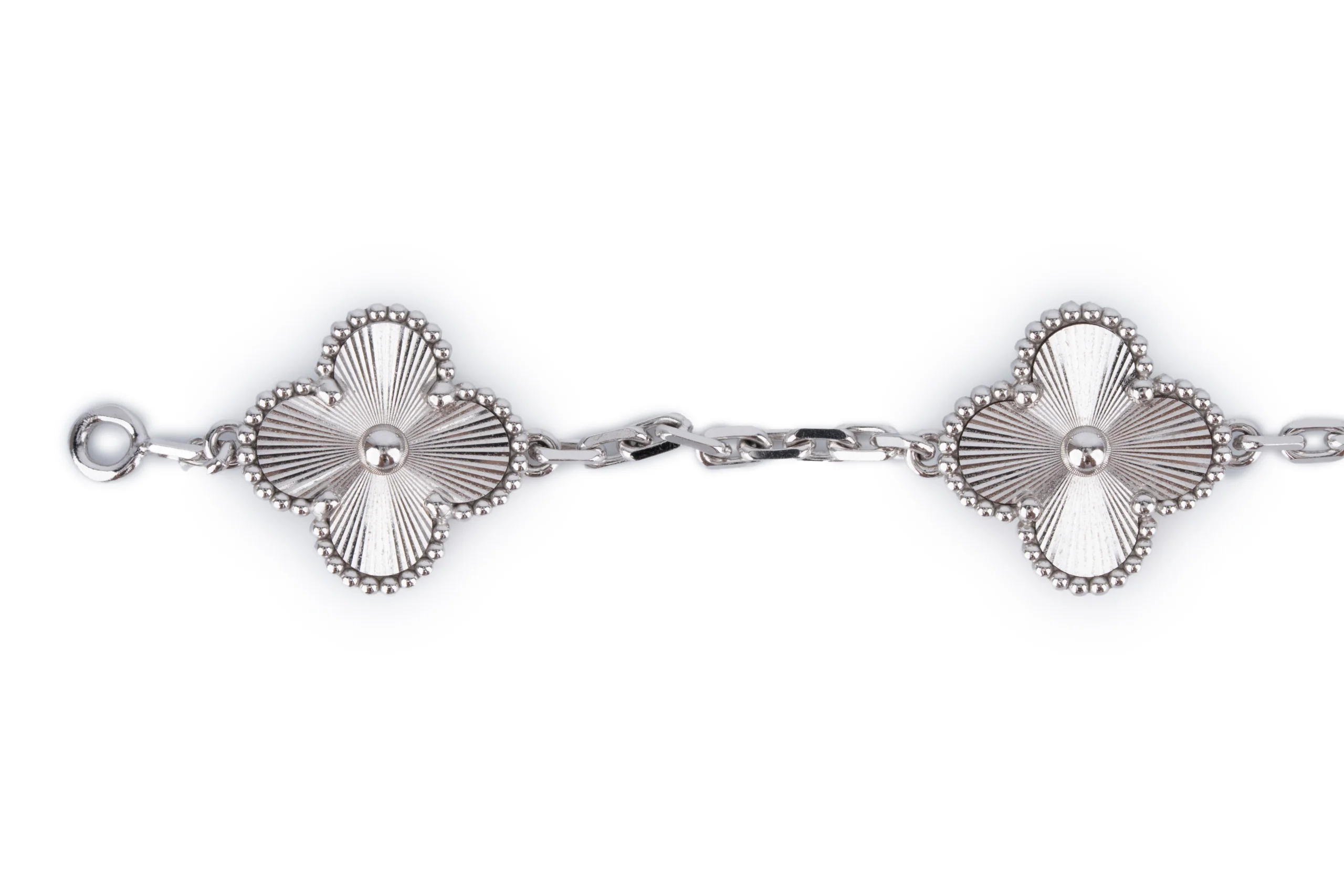 Van Cleef And Arpels Bracelet	Vintage Alhambra 5 Motif	White Gold 	Guilloche - Image 3