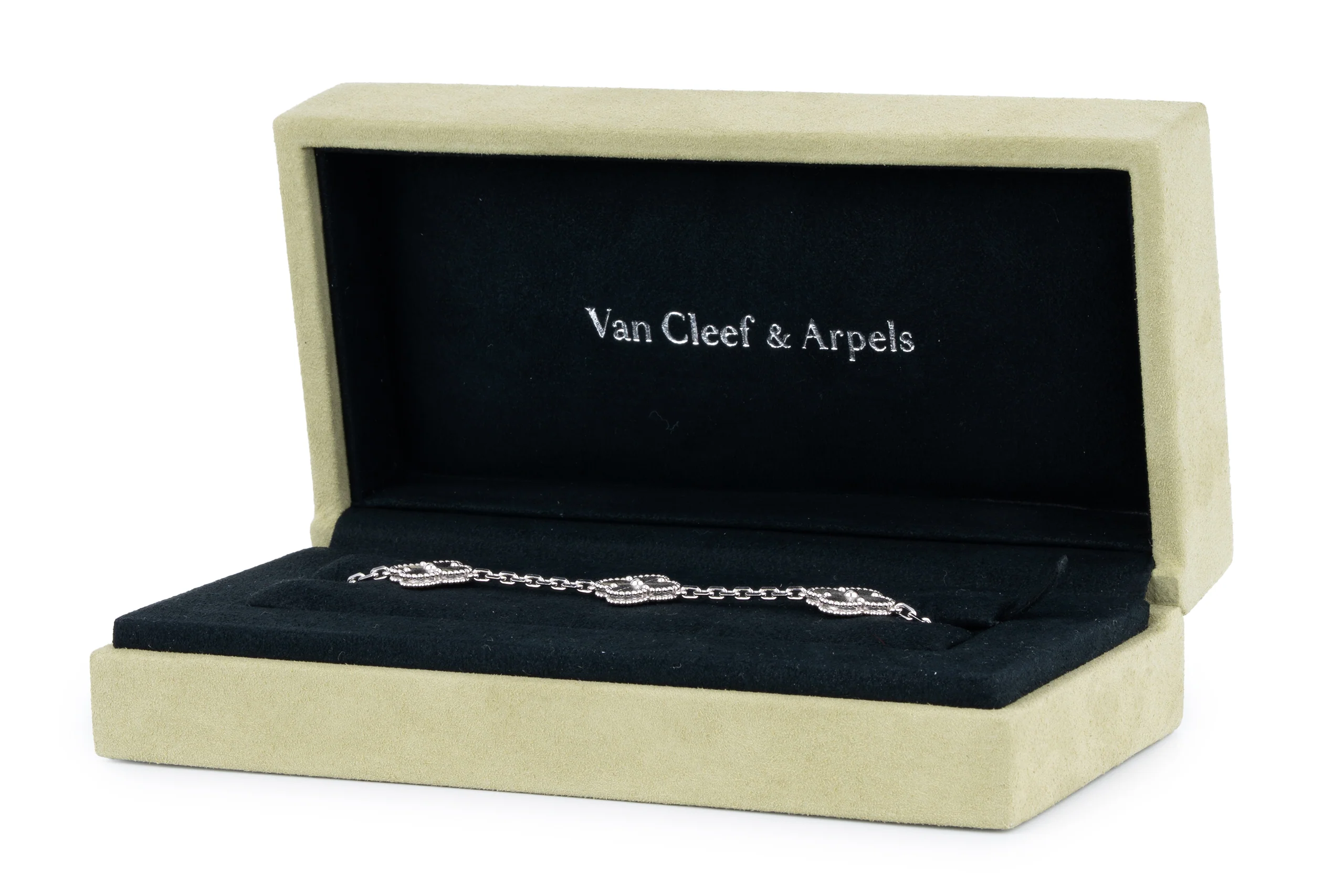 Van Cleef And Arpels Bracelet	Vintage Alhambra 5 Motif	White Gold 	Guilloche - Image 6